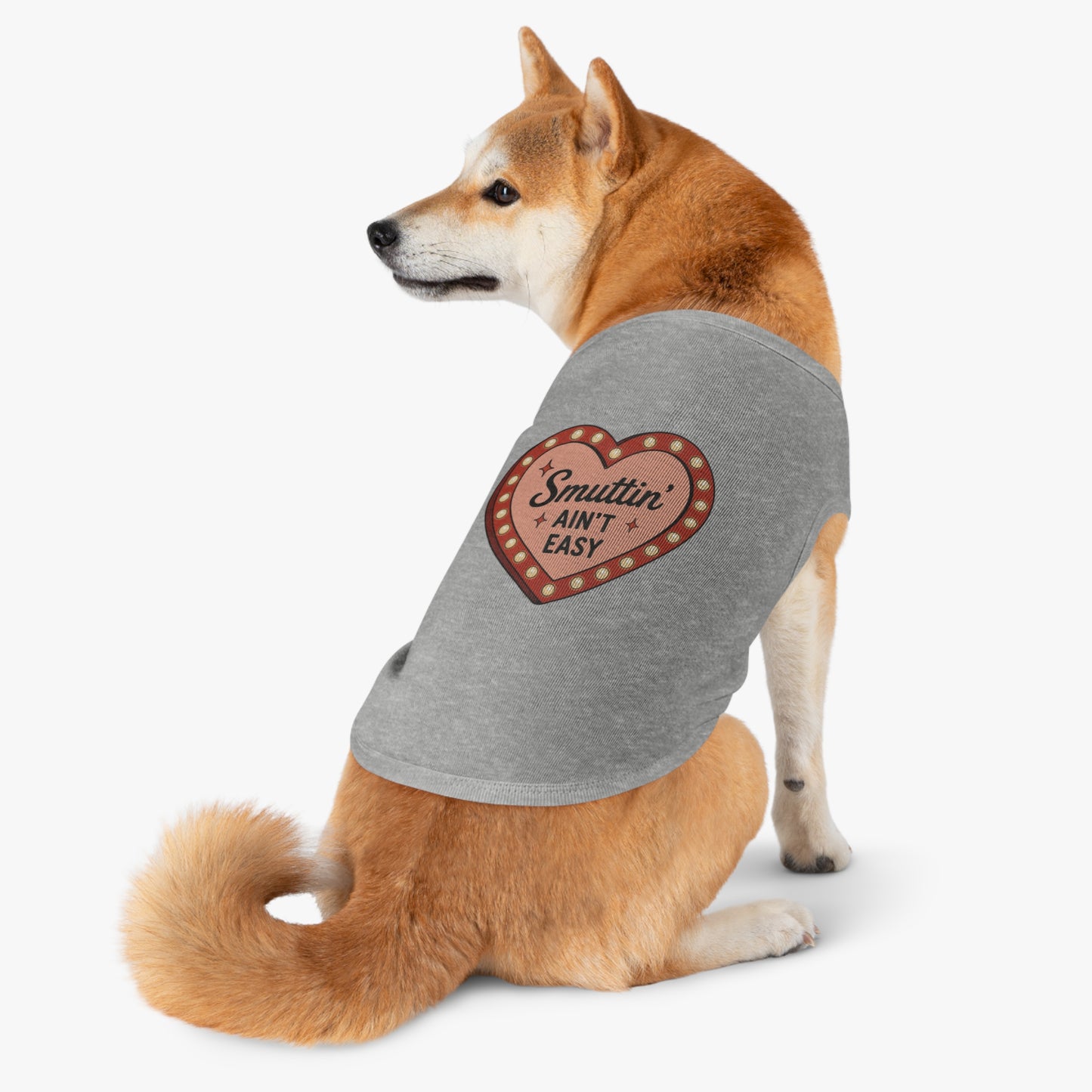 Pet Tank Top — “Smuttin' Ain’t Easy” Smut Readers Heart Marquee Dog Shirt