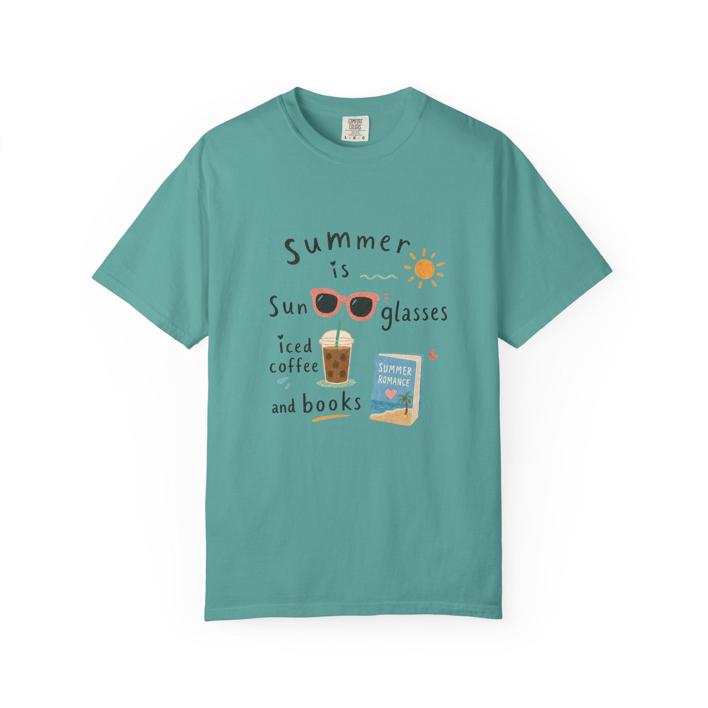 "Summer Is Sunglasses, Iced Coffee & Books" T-Shirt