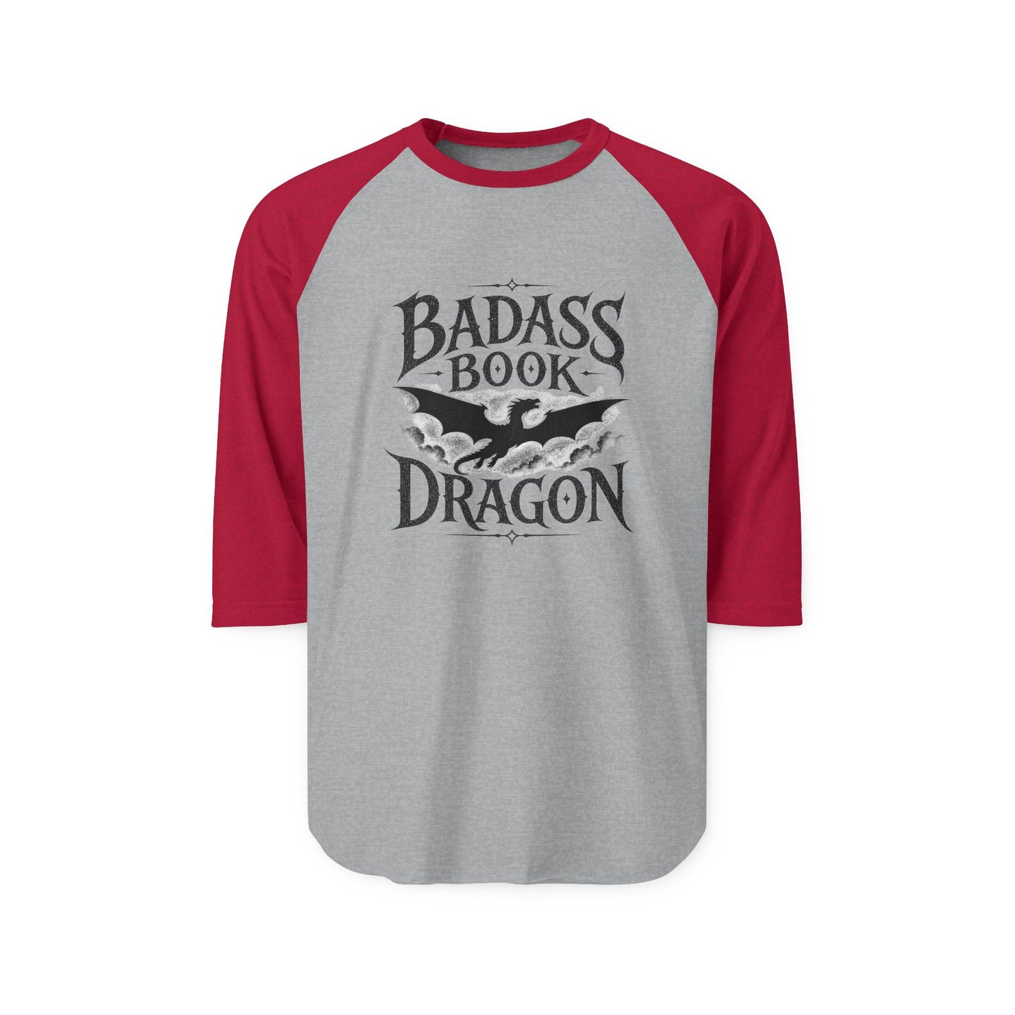 "Badass Book Dragon" Raglan Shirt — 3/4 Sleeve Reading Tee