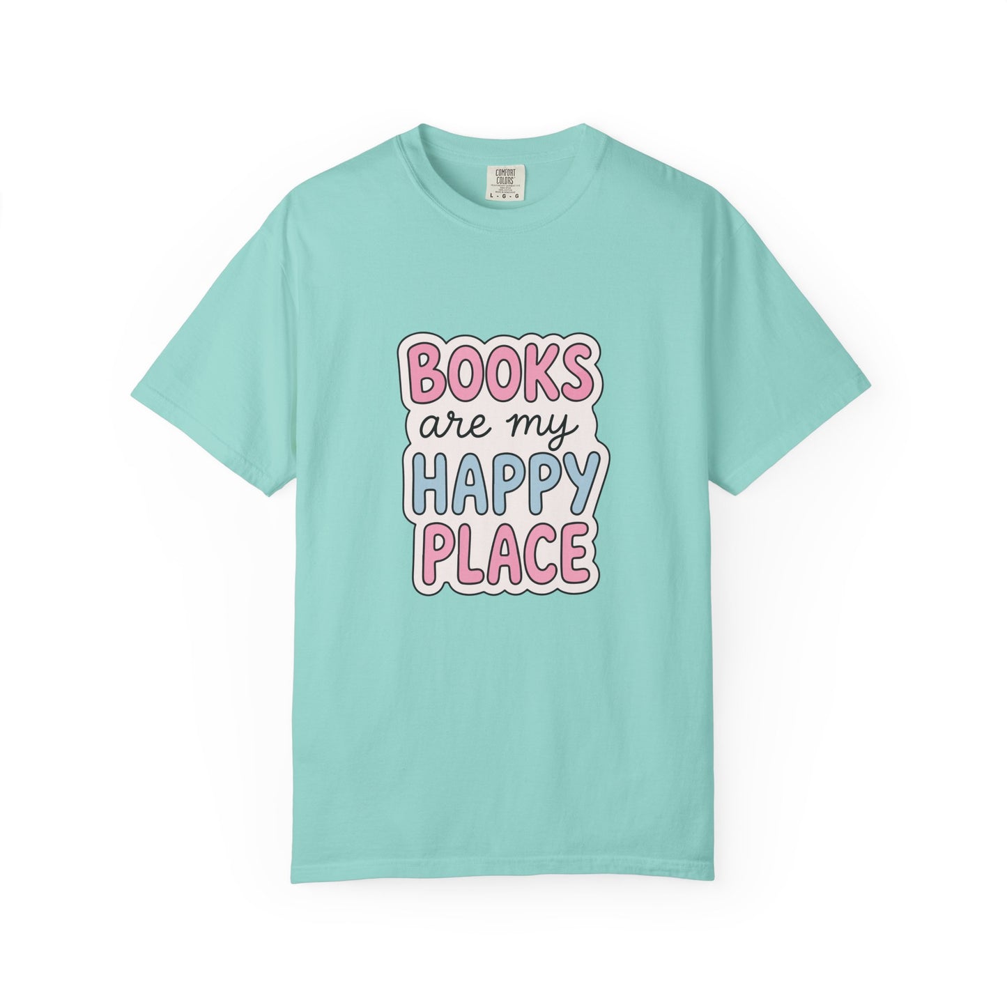 "Books Are My Happy Place" T-Shirt — Cute Pastel Reader Tee