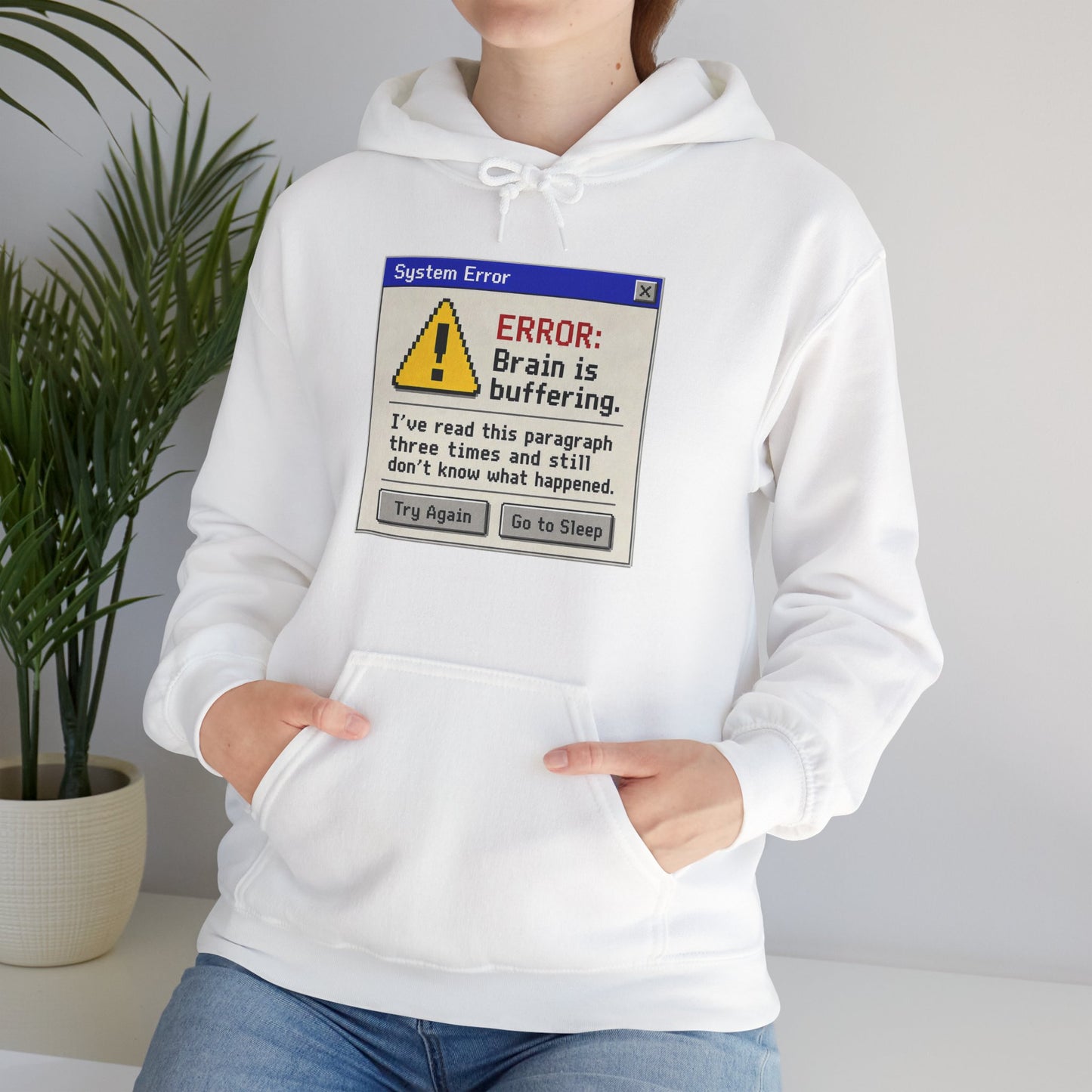 Neurospicy "ERROR: Brain is buffering" Retro Computer Alert Graphic Hoodie