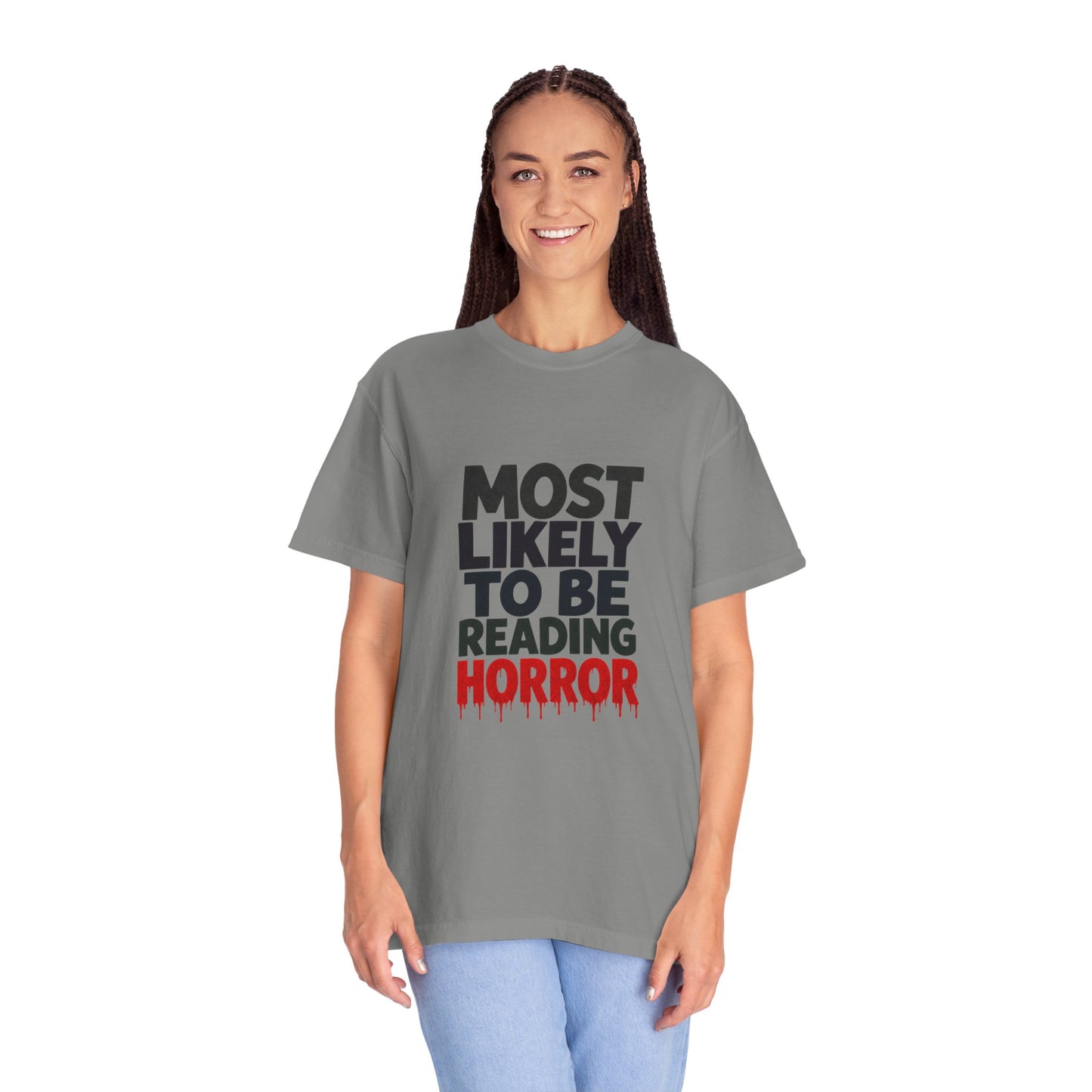 Horror Reader T-Shirt — "Most Likely to Be Reading Horror" Graphic Tee