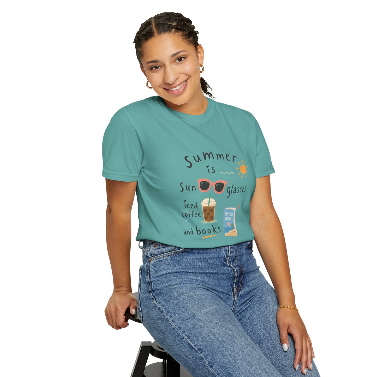 "Summer Is Sunglasses, Iced Coffee & Books" T-Shirt
