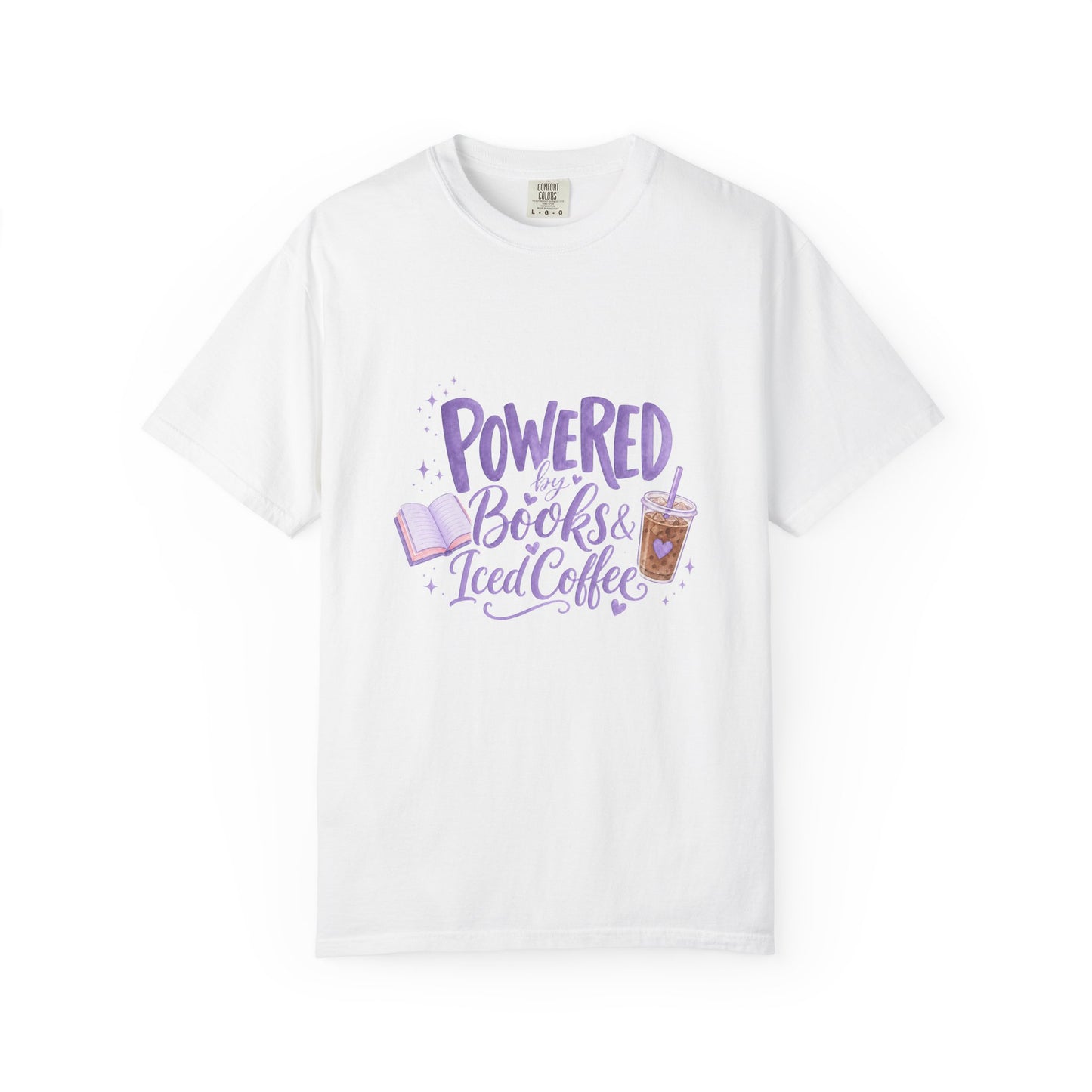 Book Lover T‑Shirt — "Powered by Books & Iced Coffee" Graphic Tee
