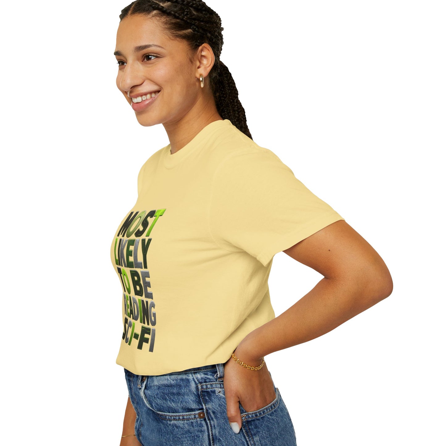 "Most Likely To Be Reading Sci‑Fi" T-Shirt for Science Fiction Book Lovers