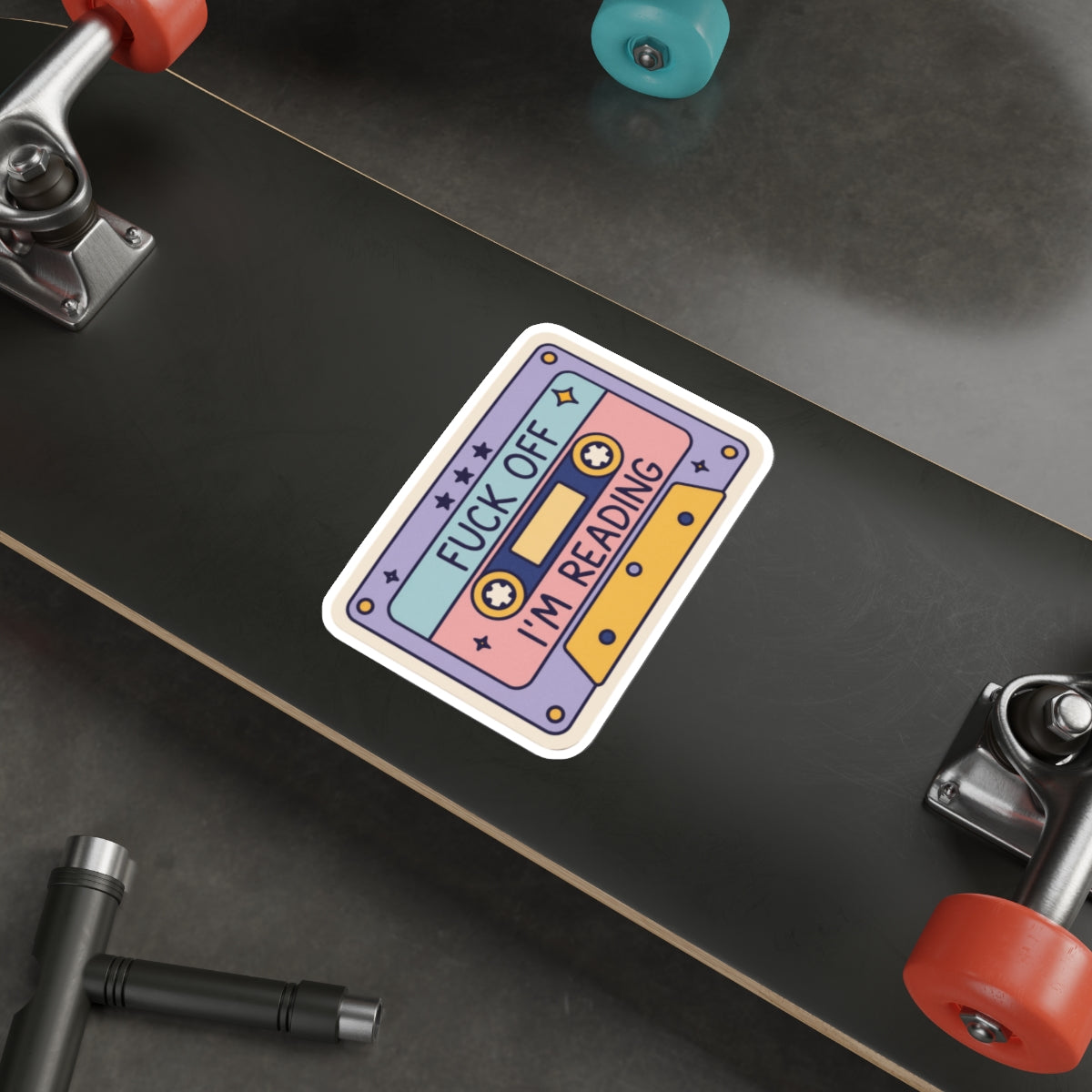 Die-Cut Sticker — Retro Cassette “Fuck Off I’m Reading” | Book Lover Laptop Decal