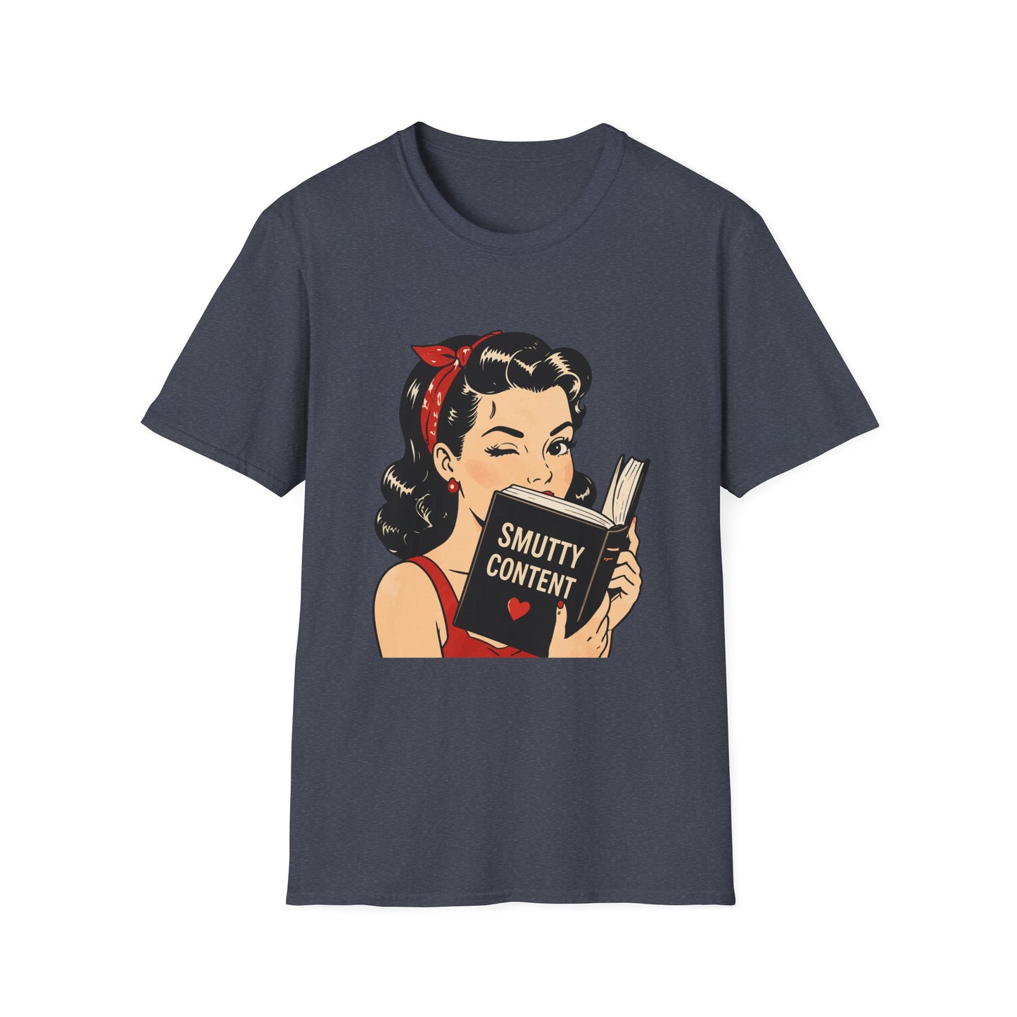 Lightweight Fabric - Vintage Pin-up Reading Tee — "Smutty Content" Graphic T-Shirt