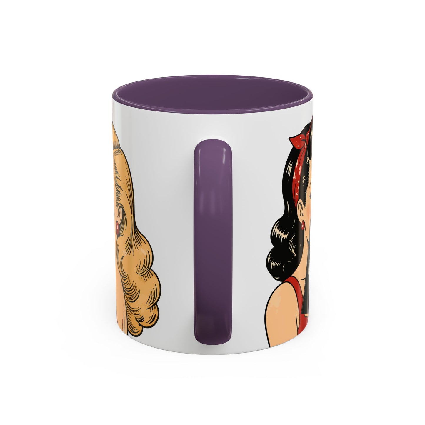 Retro Pin-Up Coffee Mug — Vintage Pop Art Woman with Heart Lollipop (11oz)