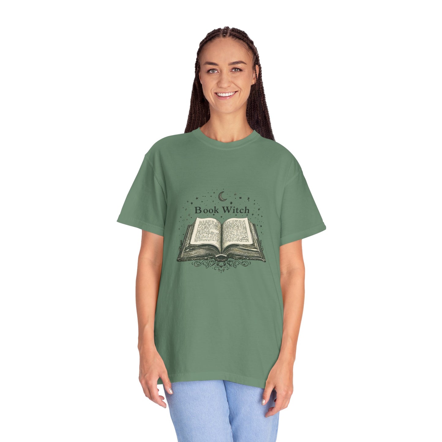 "Book Witch" T-Shirt — Vintage Open Spellbook Design for Readers & Witches