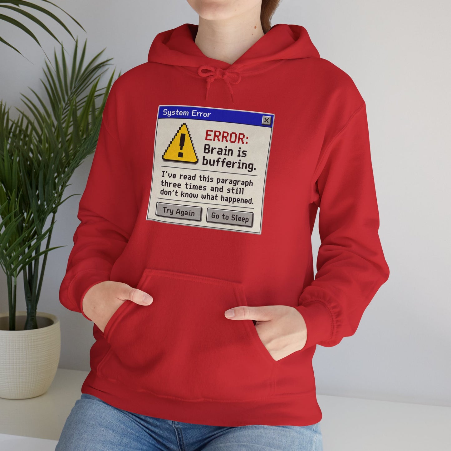 Neurospicy "ERROR: Brain is buffering" Retro Computer Alert Graphic Hoodie