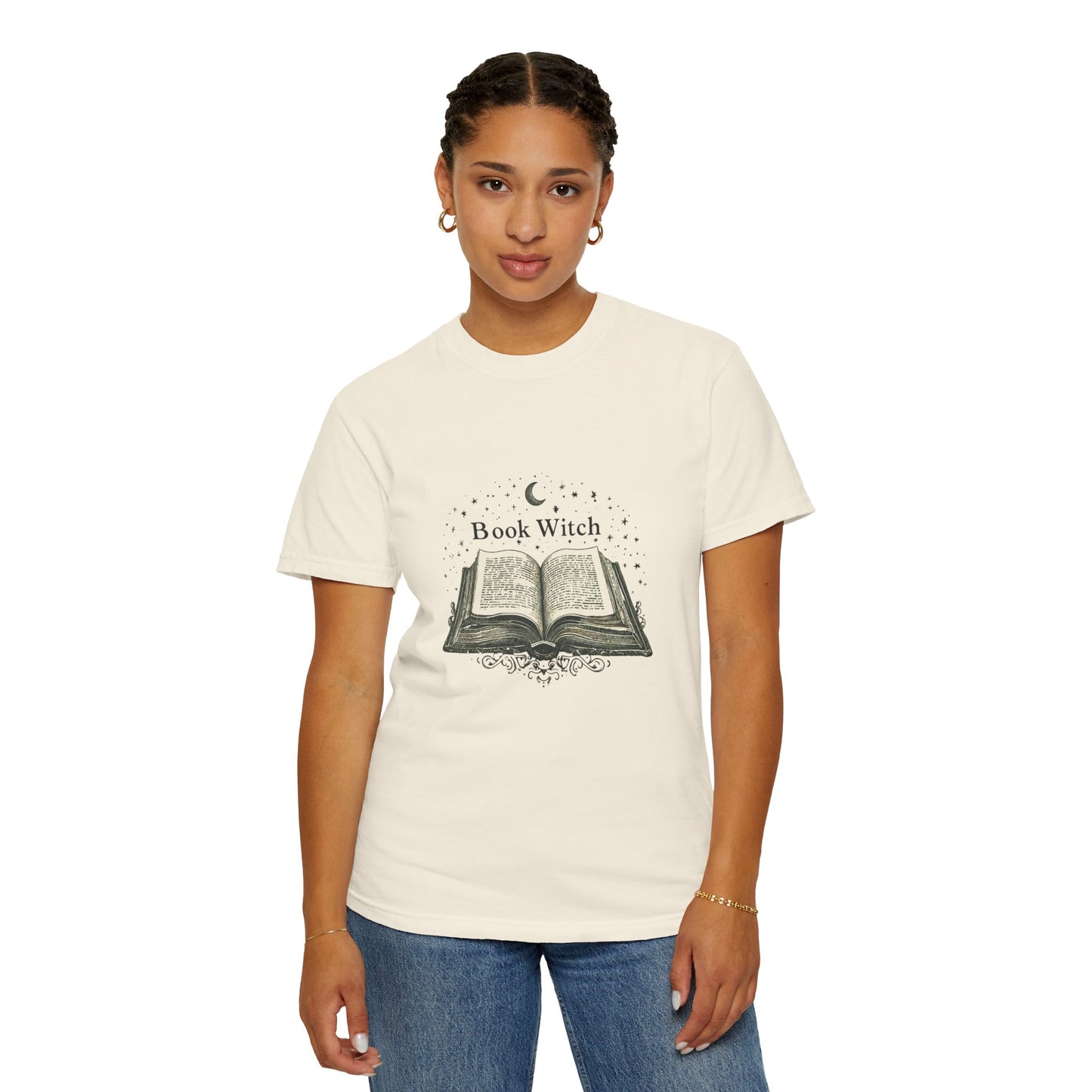 "Book Witch" T-Shirt — Vintage Open Spellbook Design for Readers & Witches