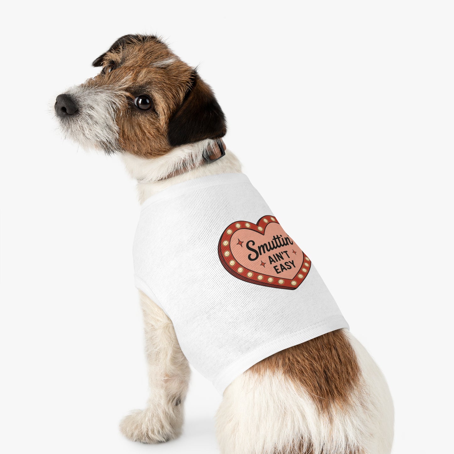 Pet Tank Top — “Smuttin' Ain’t Easy” Smut Readers Heart Marquee Dog Shirt