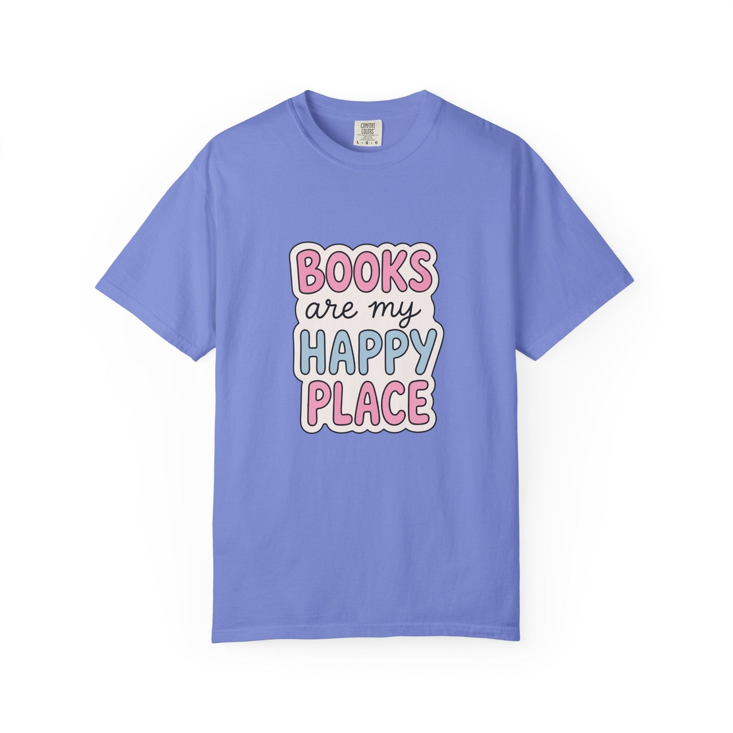 "Books Are My Happy Place" T-Shirt — Cute Pastel Reader Tee