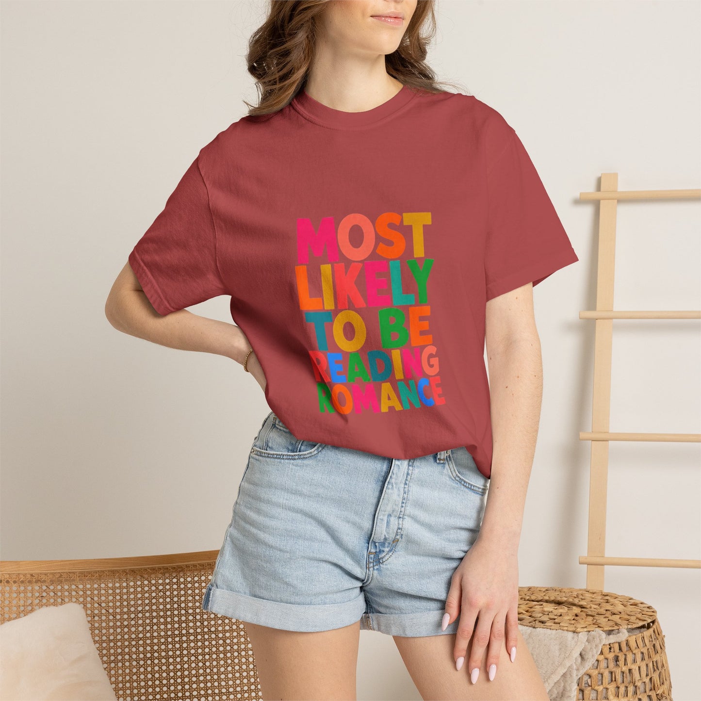 "Most Likely to Be Reading Romance" Colourful Book Lover Tee