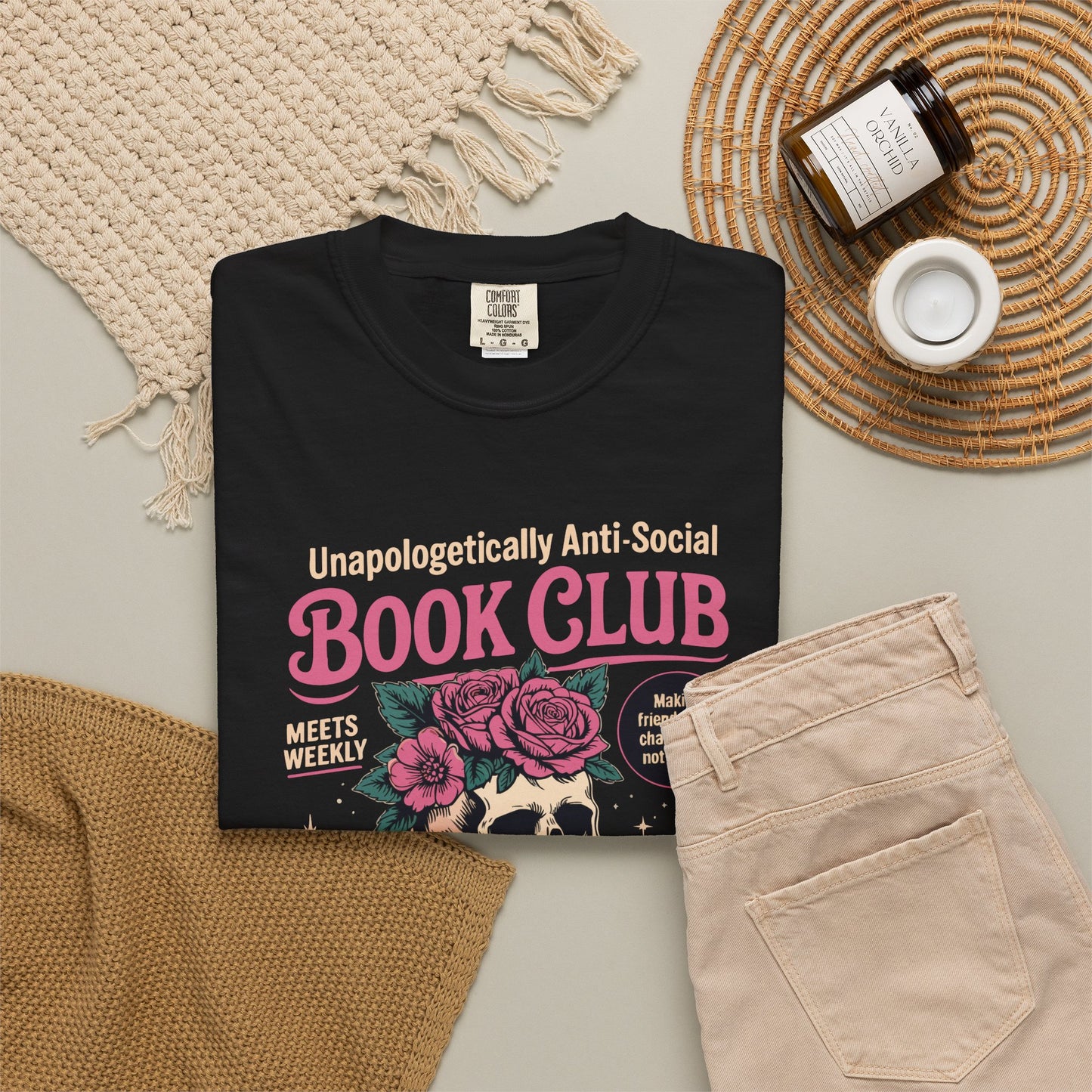 "Unapologetically Anti-Social Book Club" T-Shirt — Skull & Books Graphic Tee for Avid Readers