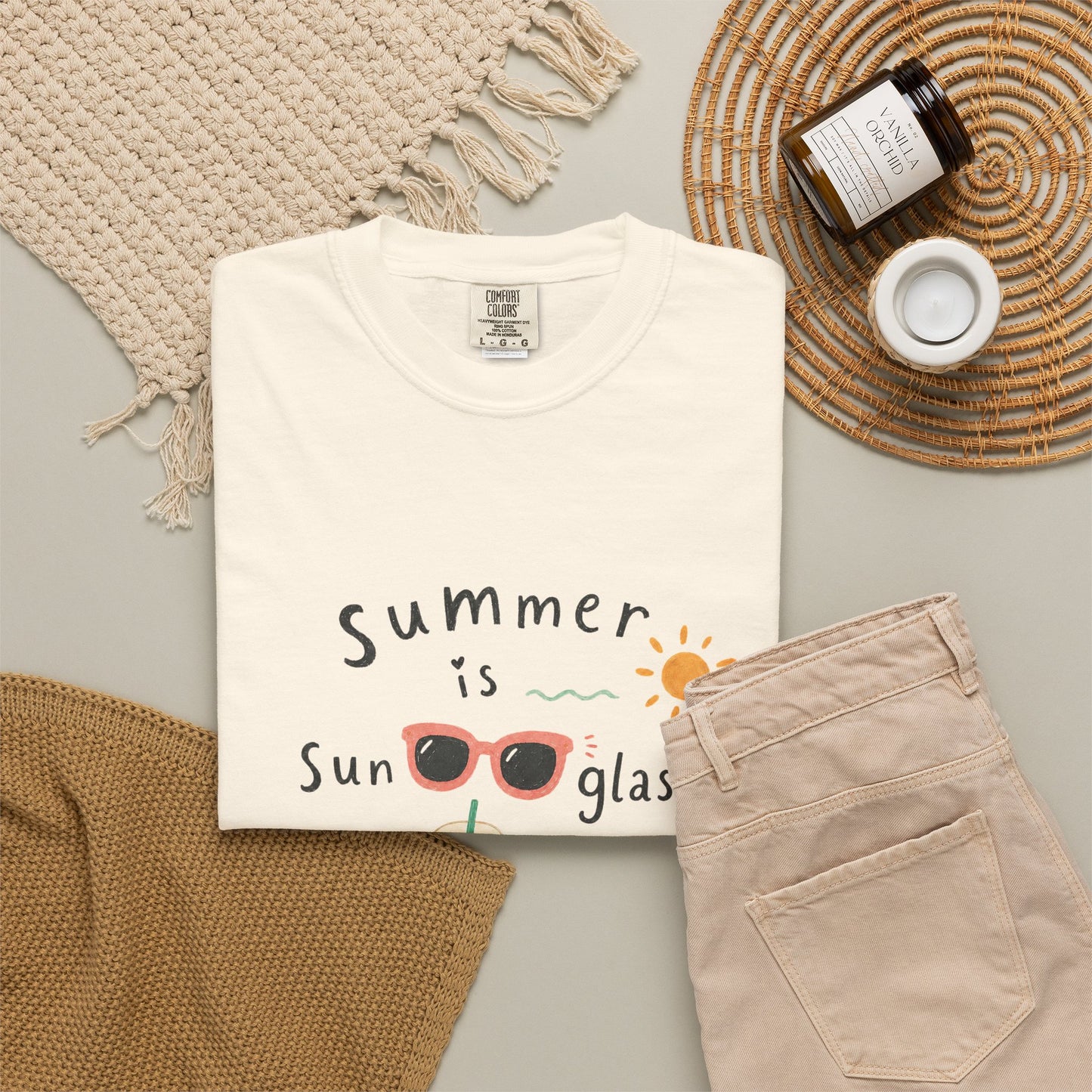 "Summer Is Sunglasses, Iced Coffee & Books" T-Shirt
