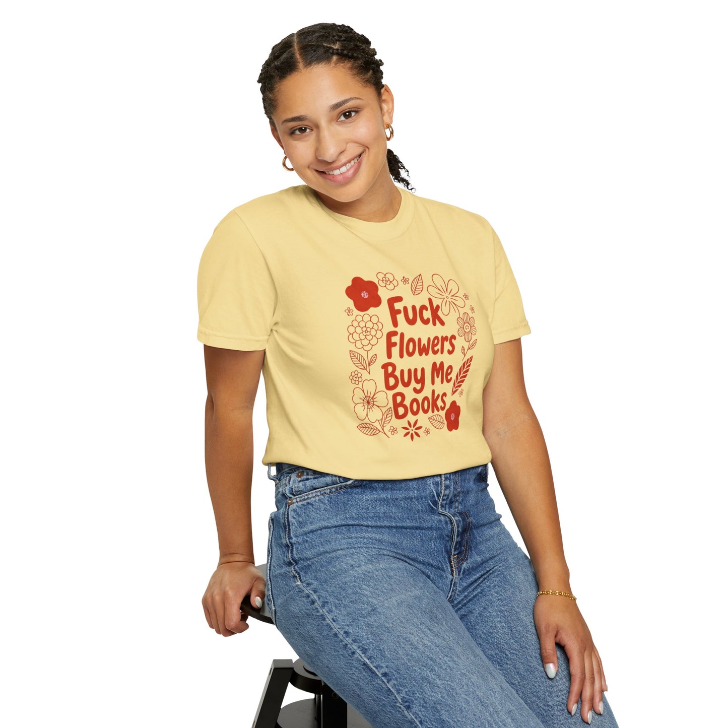 “Fuck Flowers Buy Me Books” Floral Graphic Tee