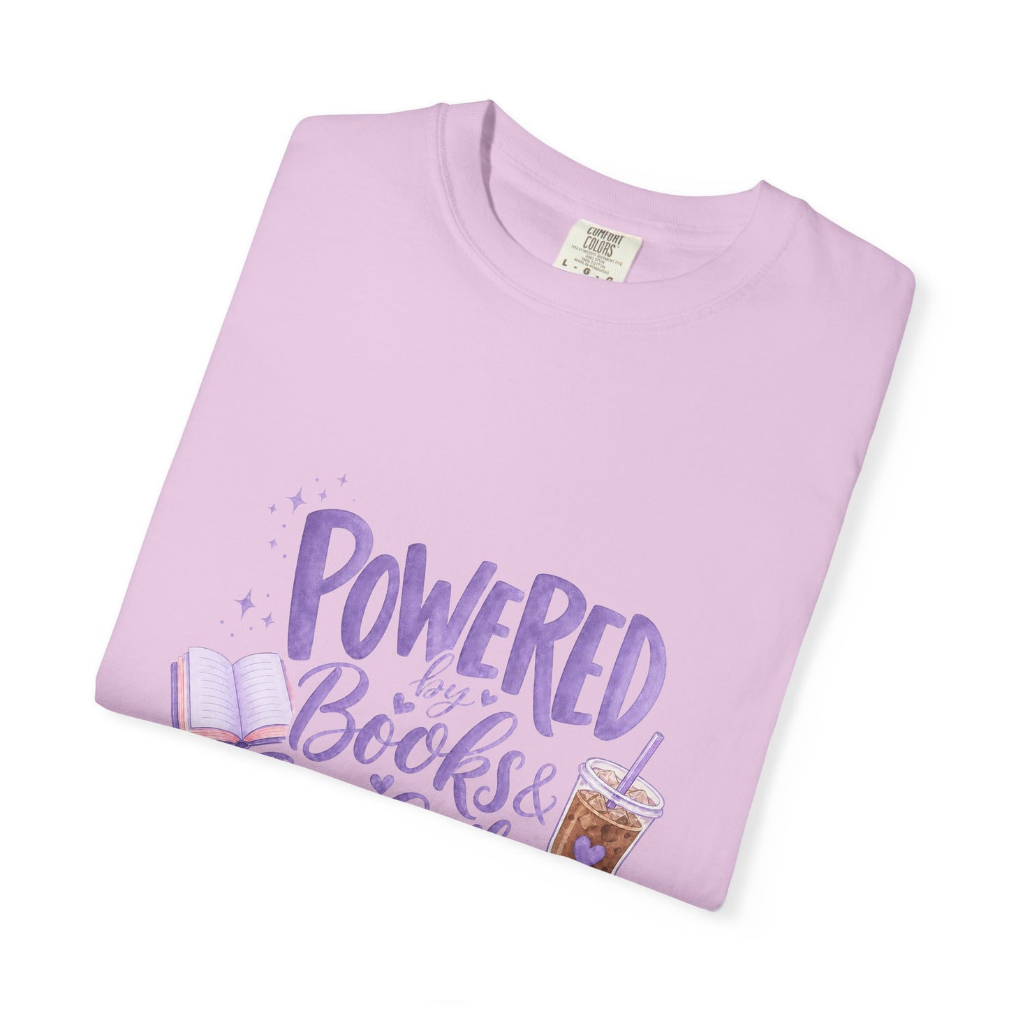 Book Lover T‑Shirt — "Powered by Books & Iced Coffee" Graphic Tee