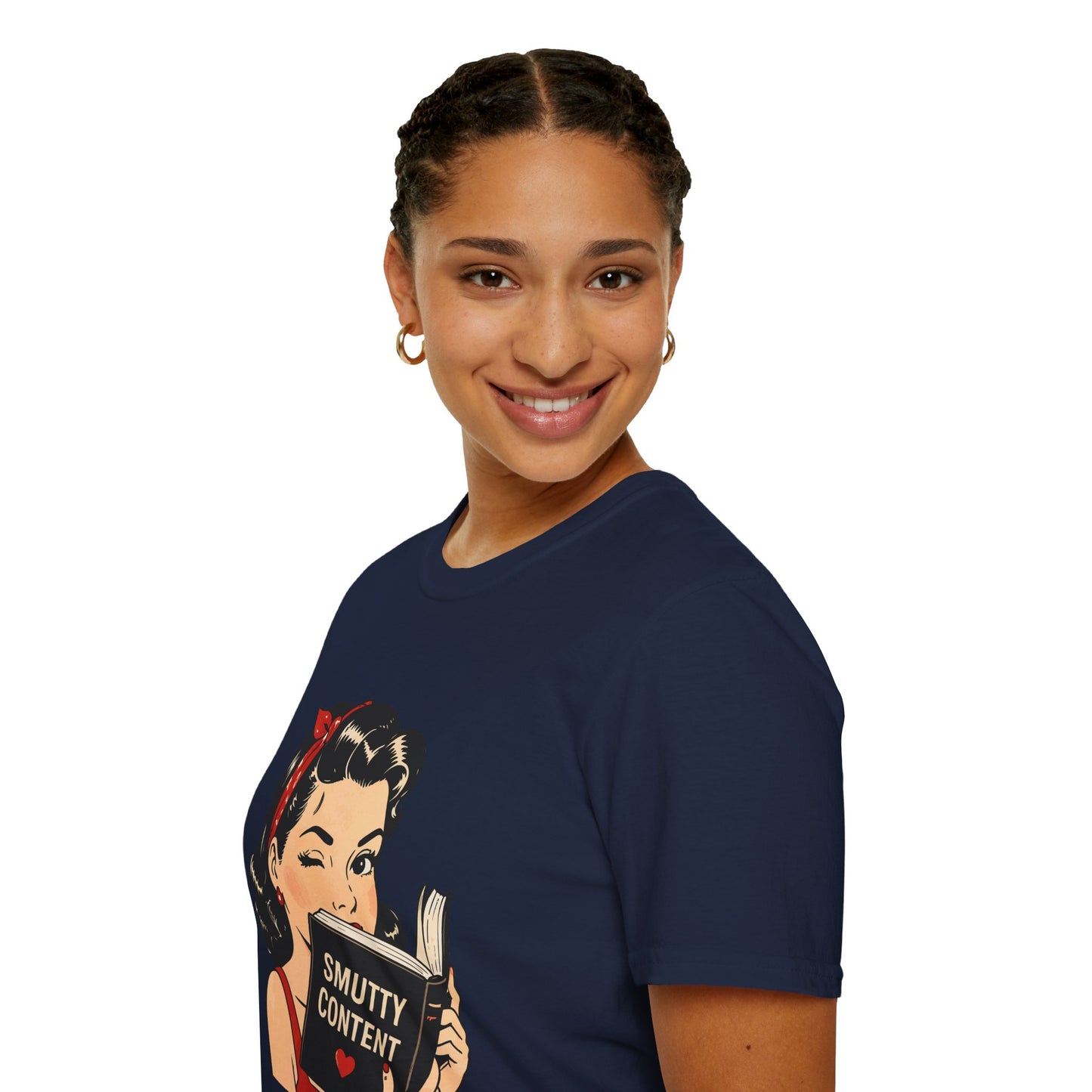 Lightweight Fabric - Vintage Pin-up Reading Tee — "Smutty Content" Graphic T-Shirt