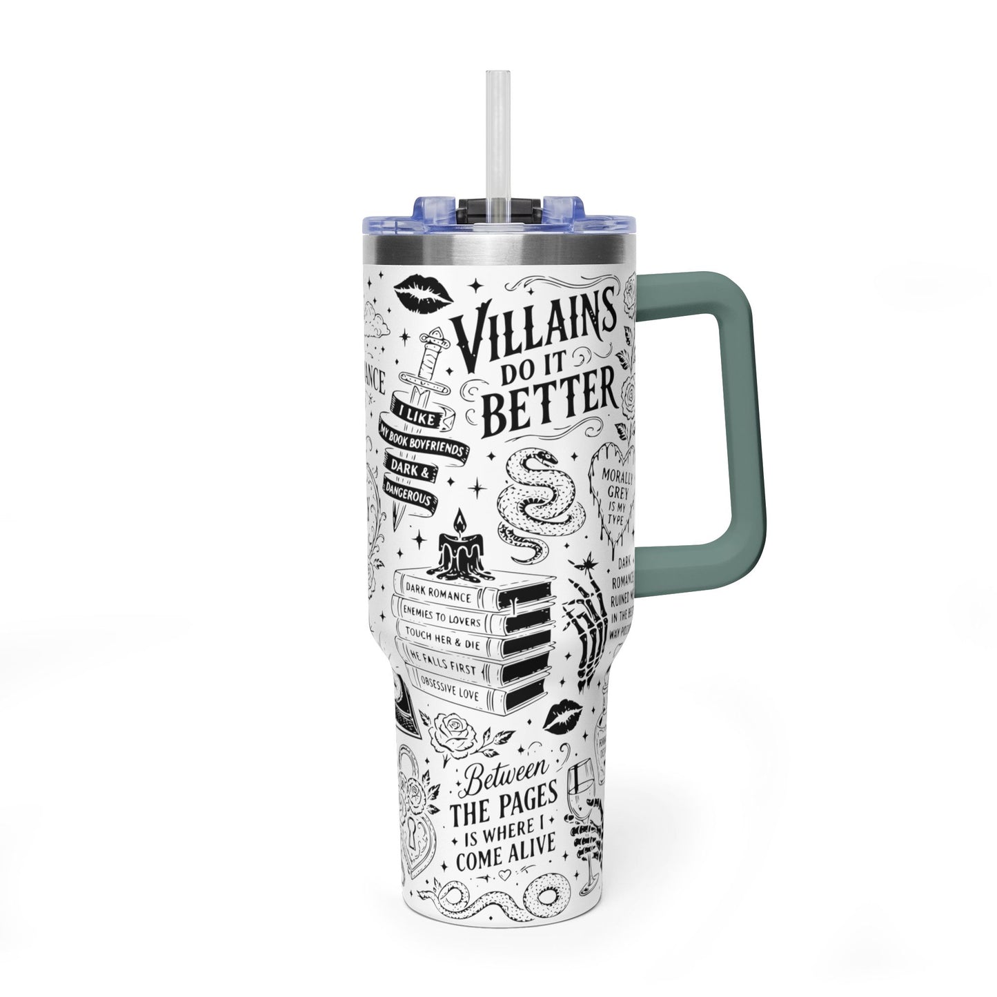 40oz Tumbler — "In My Dark Romance Era (Probably Smut)" Graphic Vacuum Travel Mug