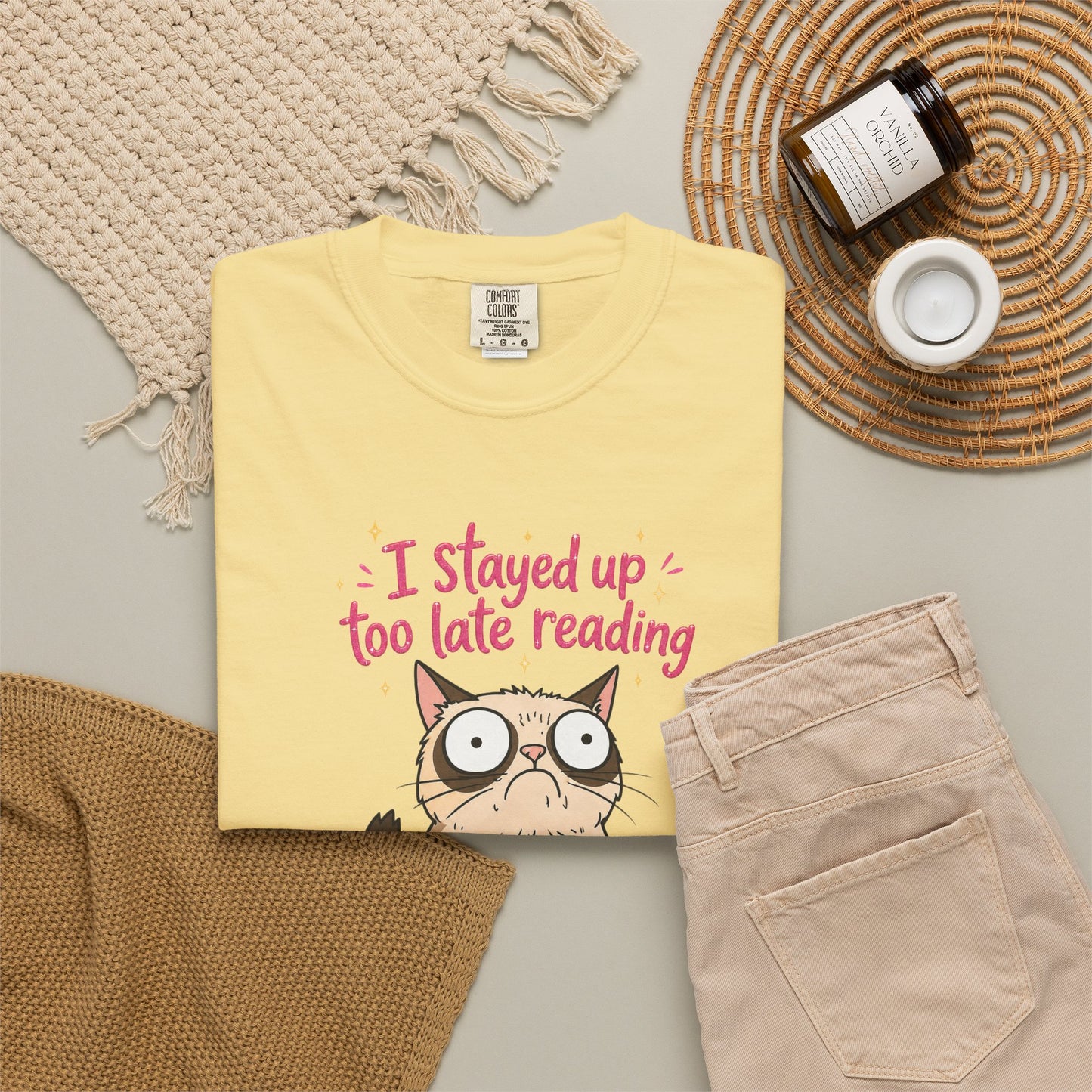"I Stayed Up Too Late Reading" Cat T-Shirt — Cute Book Lover Graphic Tee