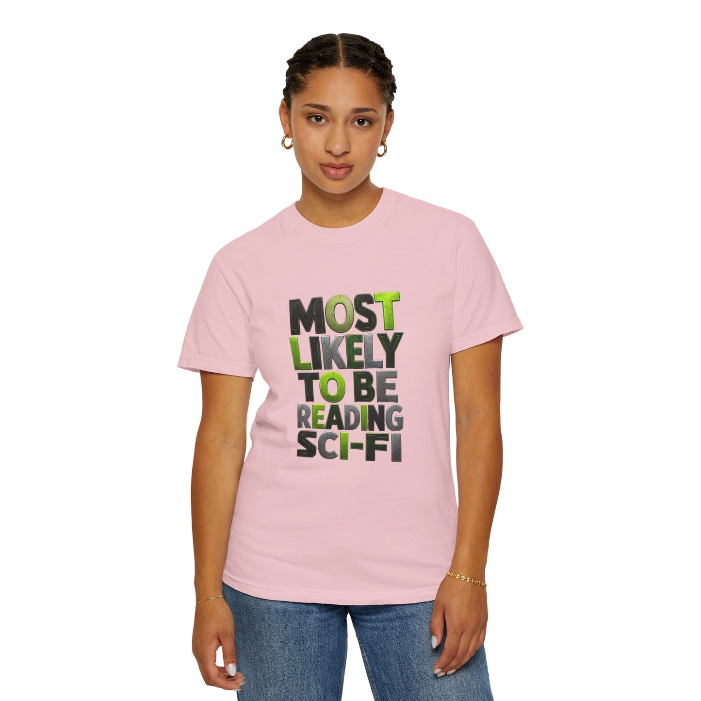 "Most Likely To Be Reading Sci‑Fi" T-Shirt for Science Fiction Book Lovers