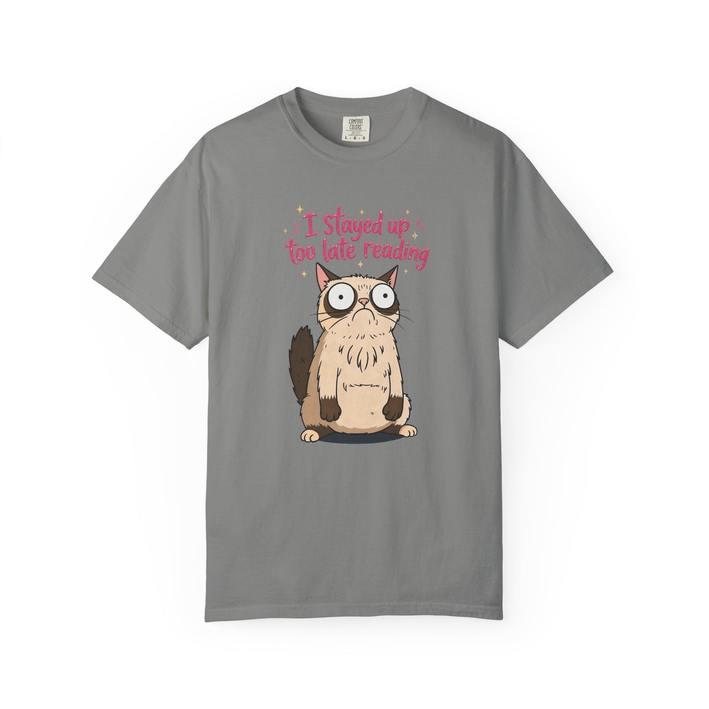 "I Stayed Up Too Late Reading" Cat T-Shirt — Cute Book Lover Graphic Tee