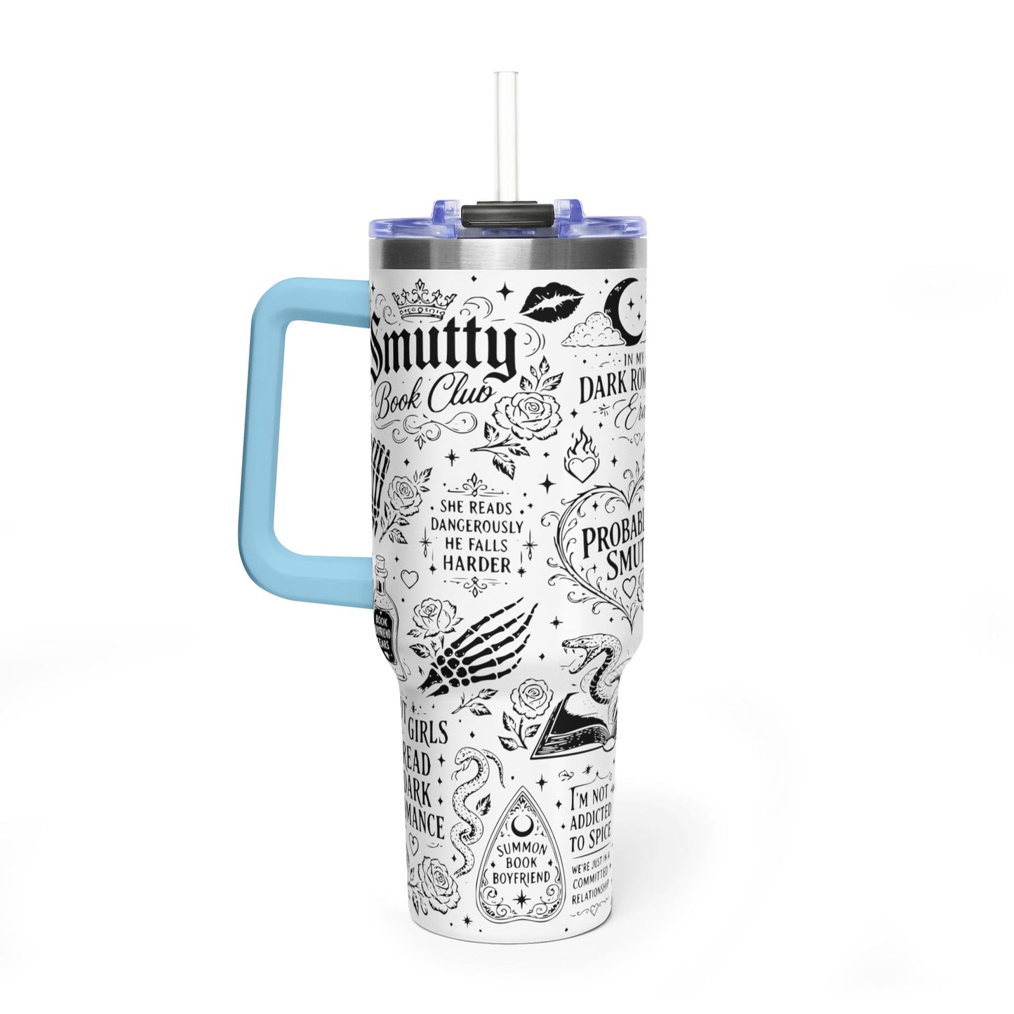 40oz Tumbler — "In My Dark Romance Era (Probably Smut)" Graphic Vacuum Travel Mug