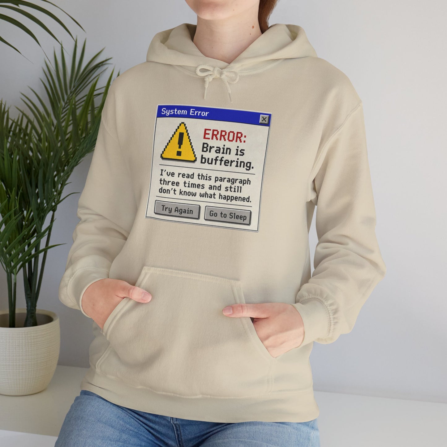 Neurospicy "ERROR: Brain is buffering" Retro Computer Alert Graphic Hoodie