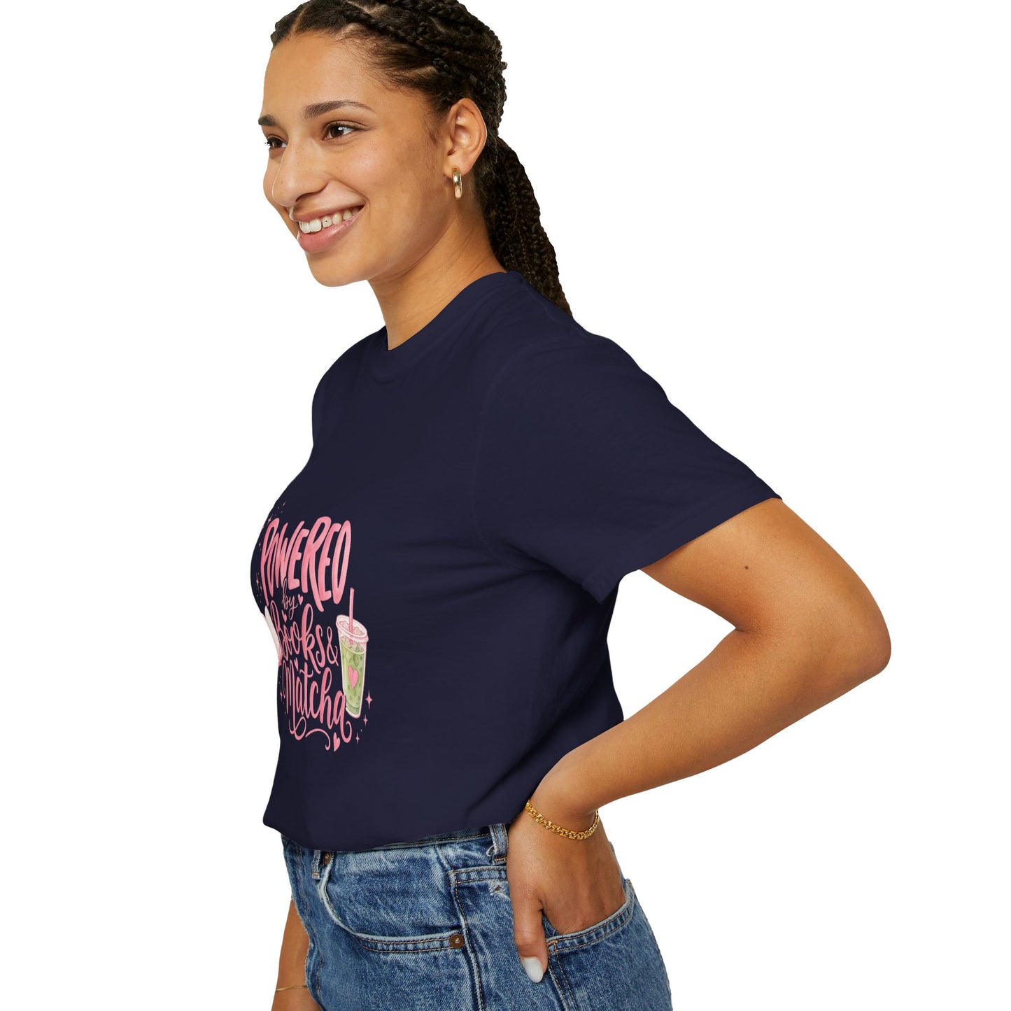 "Powered by Books & Matcha" T-Shirt