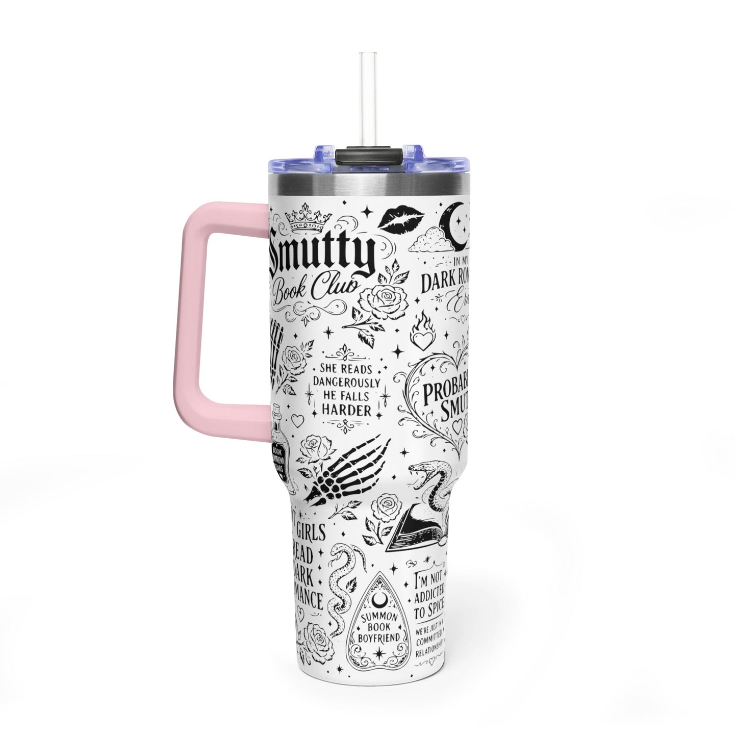 40oz Tumbler — "In My Dark Romance Era (Probably Smut)" Graphic Vacuum Travel Mug
