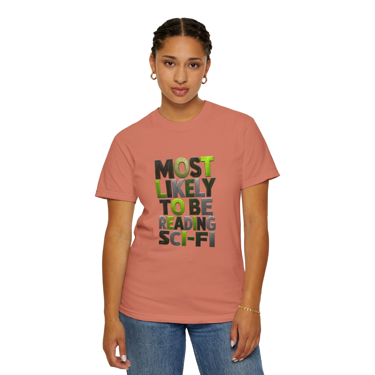 "Most Likely To Be Reading Sci‑Fi" T-Shirt for Science Fiction Book Lovers