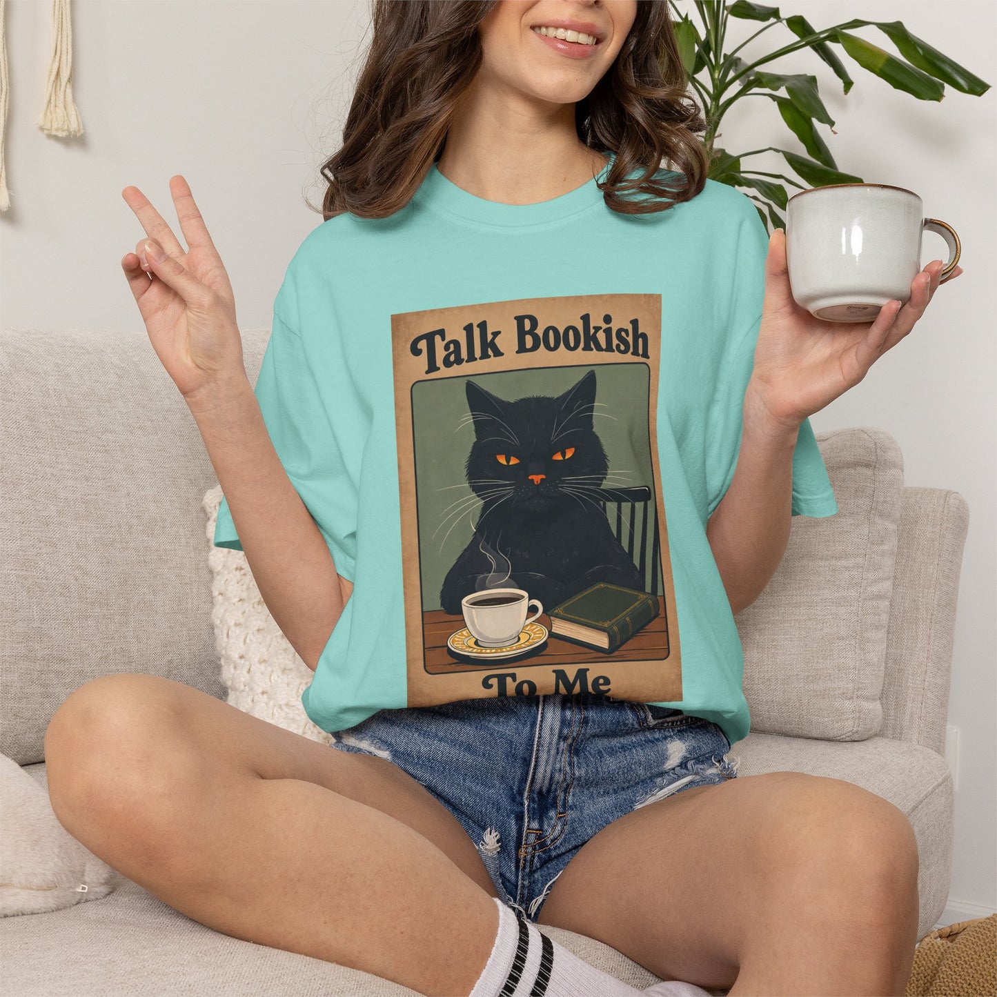 "Talk Bookish To Me" Cat T-Shirt