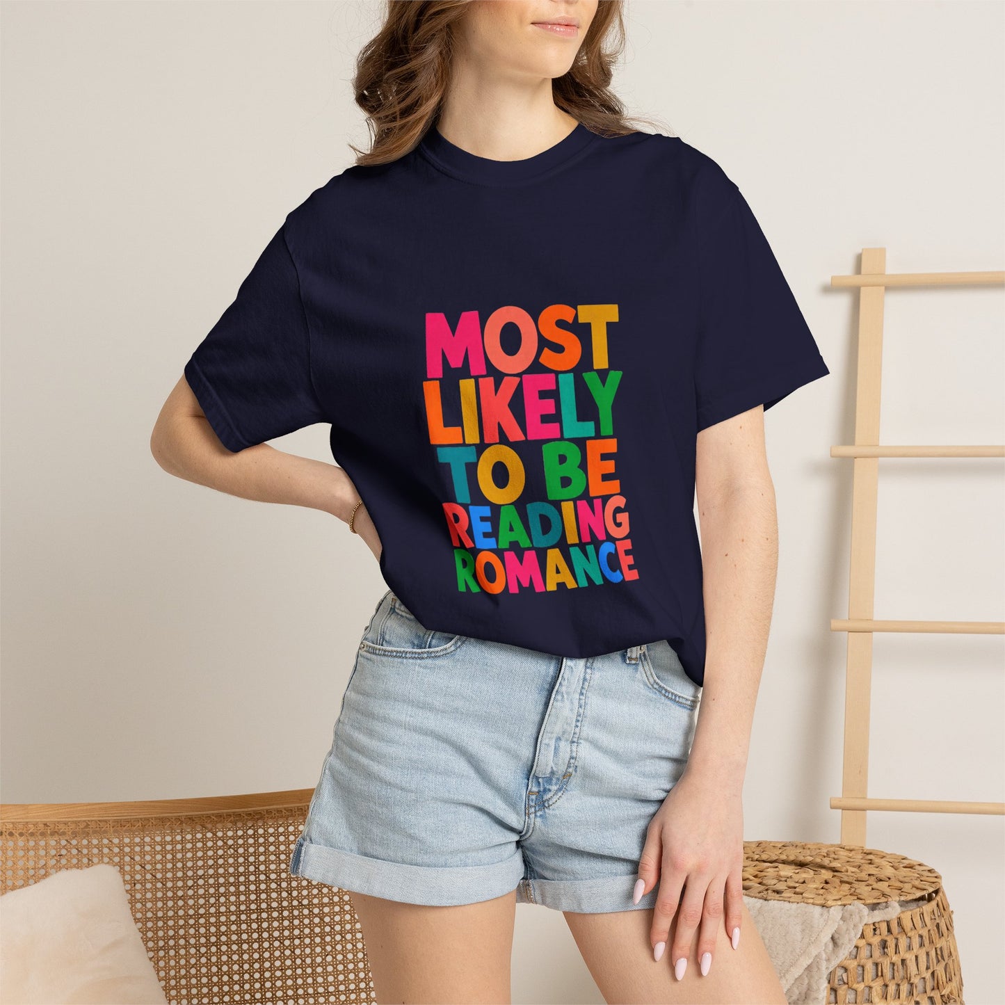 "Most Likely to Be Reading Romance" Colourful Book Lover Tee