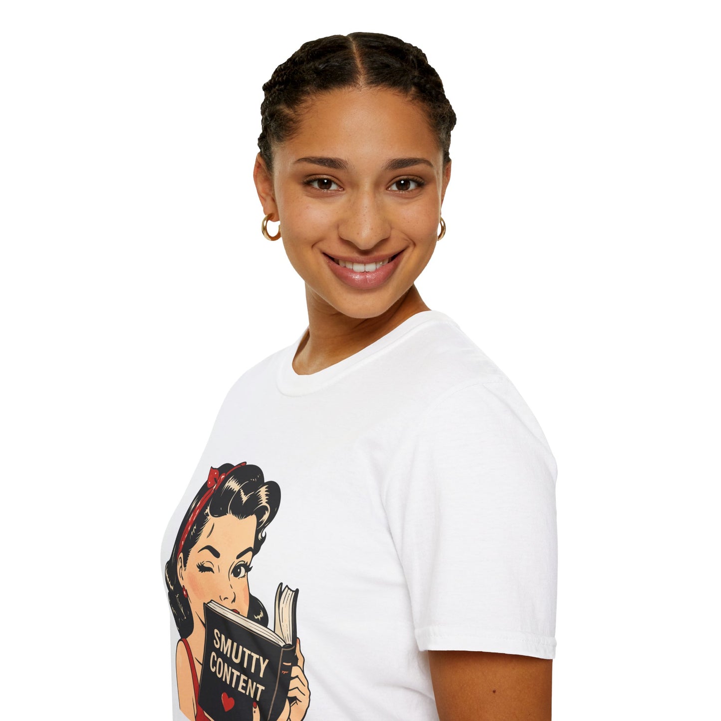 Lightweight Fabric - Vintage Pin-up Reading Tee — "Smutty Content" Graphic T-Shirt