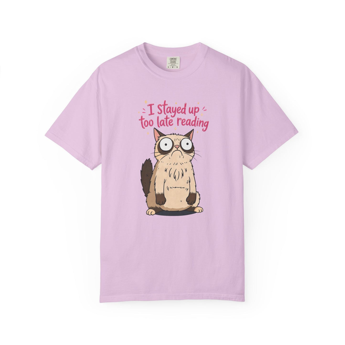 "I Stayed Up Too Late Reading" Cat T-Shirt — Cute Book Lover Graphic Tee