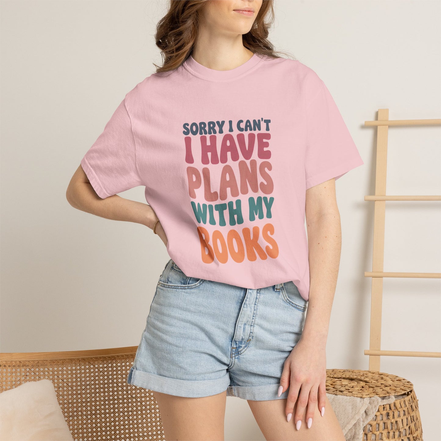 Book Lover T-Shirt — "Sorry I Can't, I Have Plans With My Books" Graphic Tee