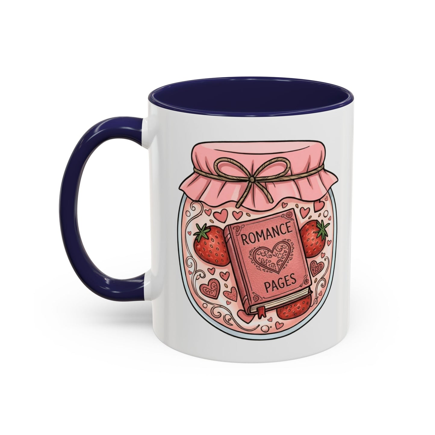 "Romance Pages" Jam Jar Coffee Mug — Cute Strawberry Jam Romance Readers Mug (11/15oz)