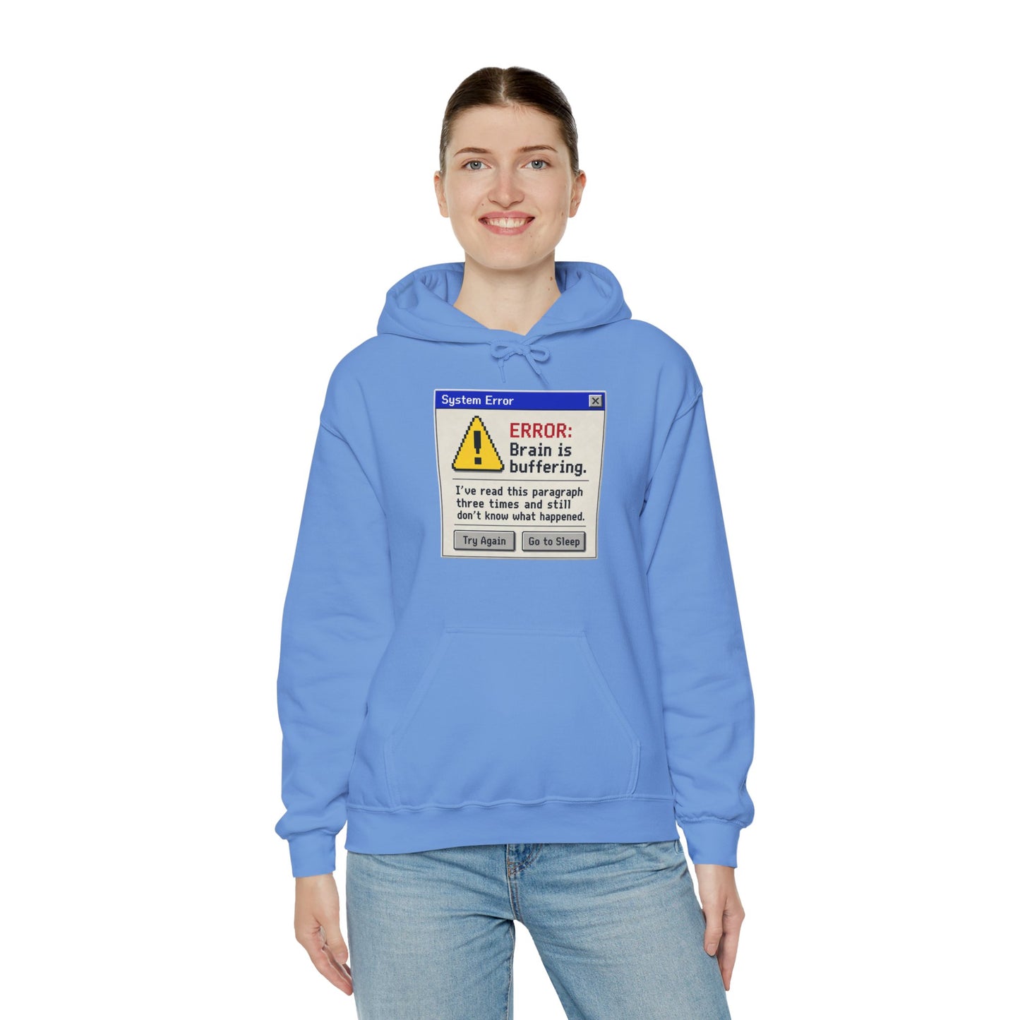Neurospicy "ERROR: Brain is buffering" Retro Computer Alert Graphic Hoodie