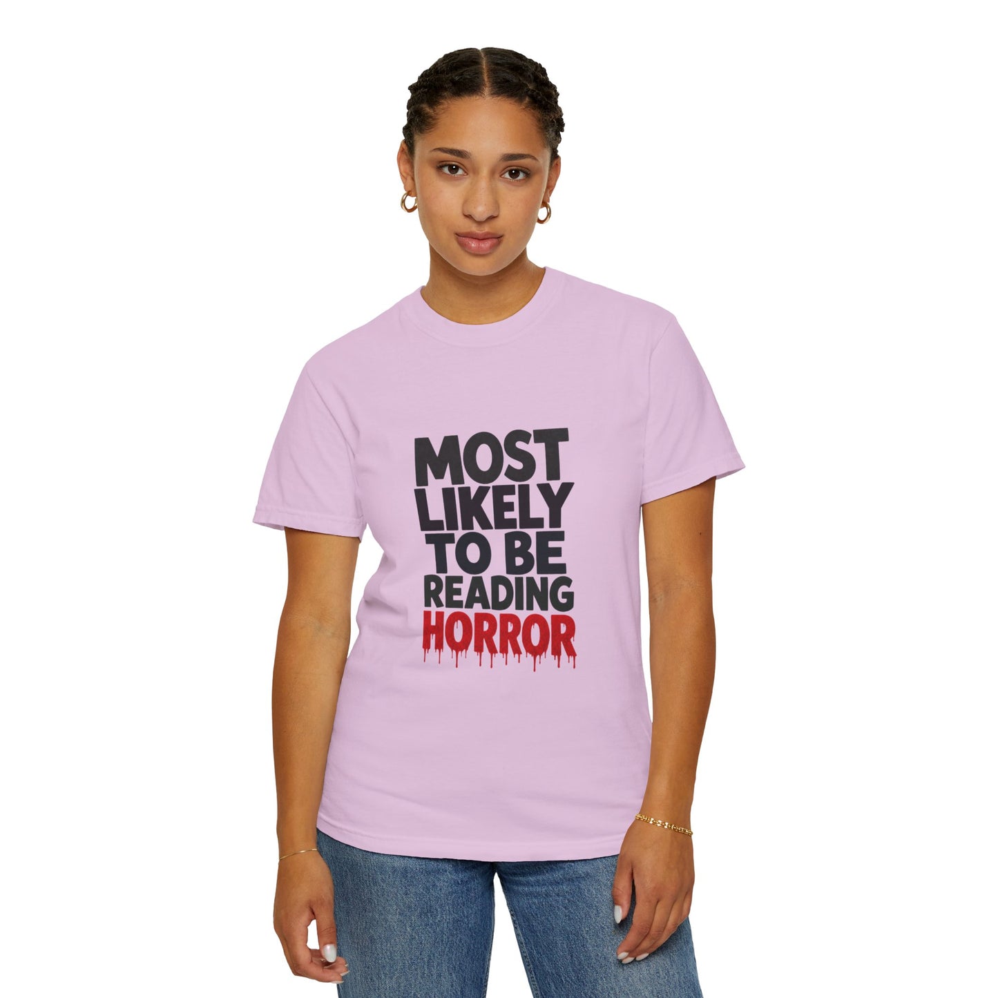 Horror Reader T-Shirt — "Most Likely to Be Reading Horror" Graphic Tee