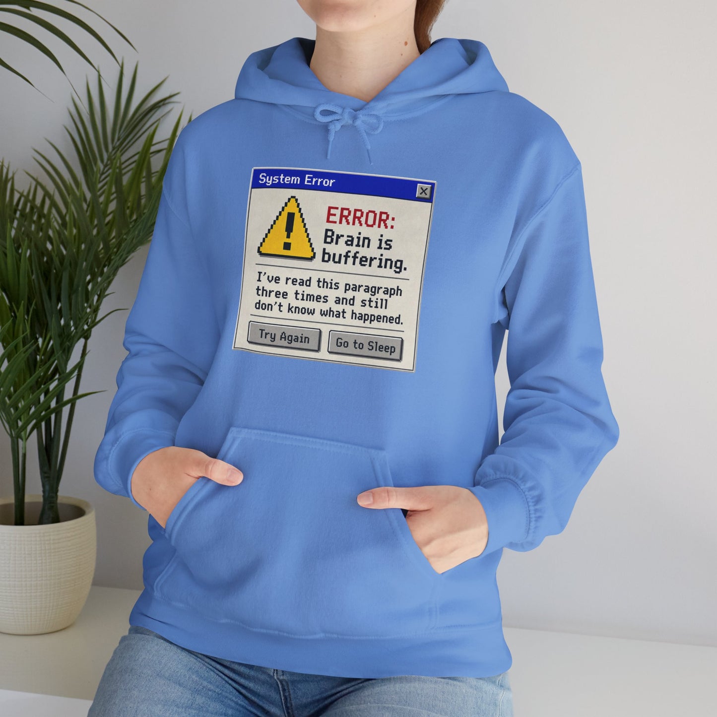 Neurospicy "ERROR: Brain is buffering" Retro Computer Alert Graphic Hoodie