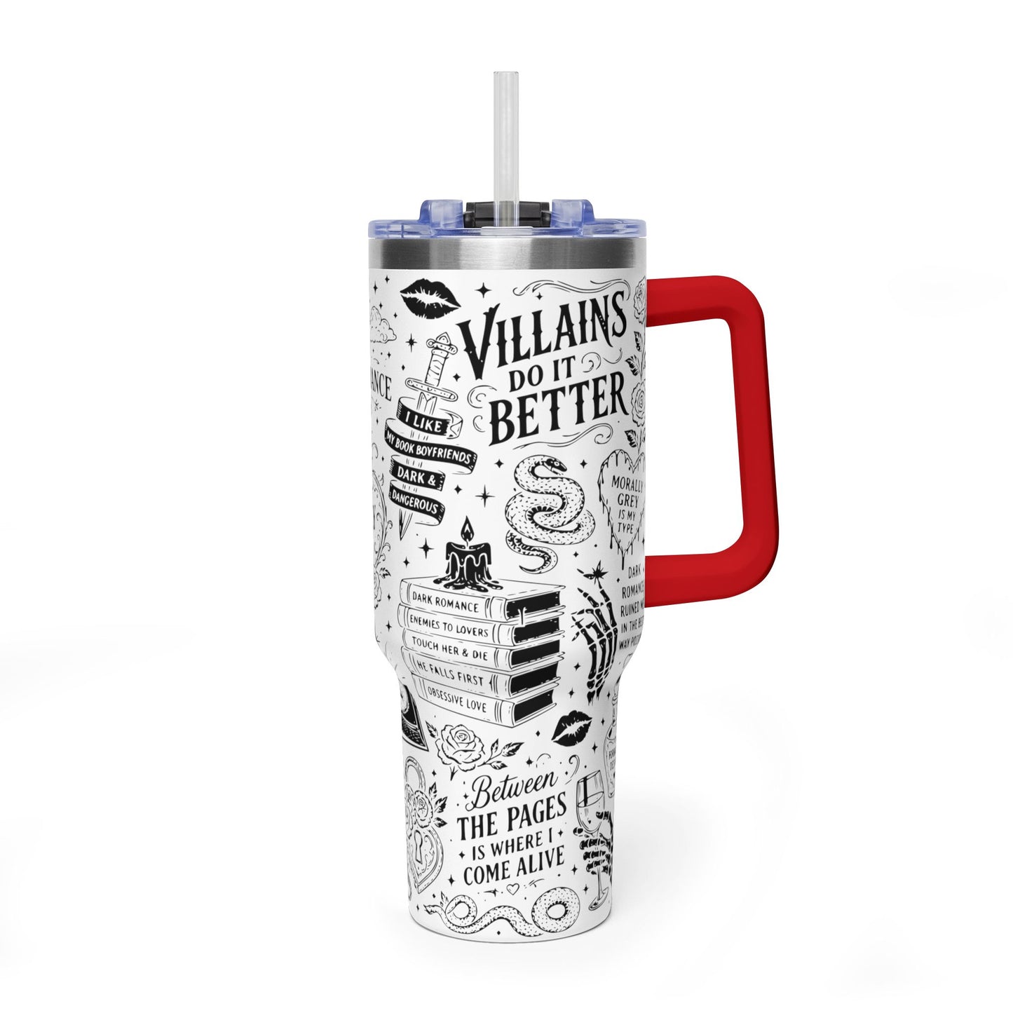 40oz Tumbler — "In My Dark Romance Era (Probably Smut)" Graphic Vacuum Travel Mug