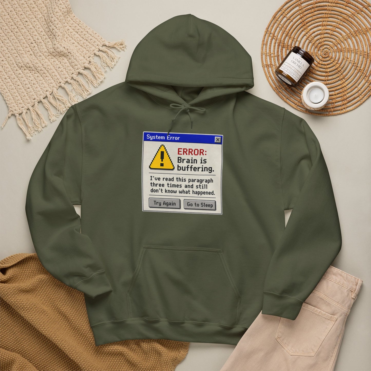 Neurospicy "ERROR: Brain is buffering" Retro Computer Alert Graphic Hoodie