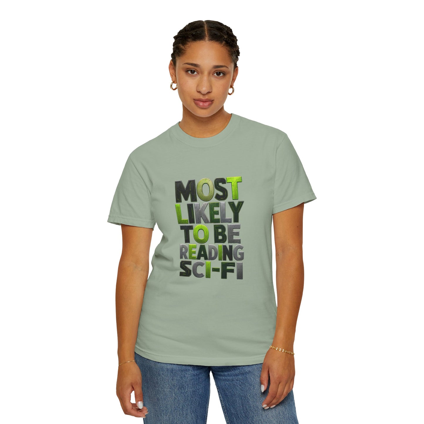 "Most Likely To Be Reading Sci‑Fi" T-Shirt for Science Fiction Book Lovers