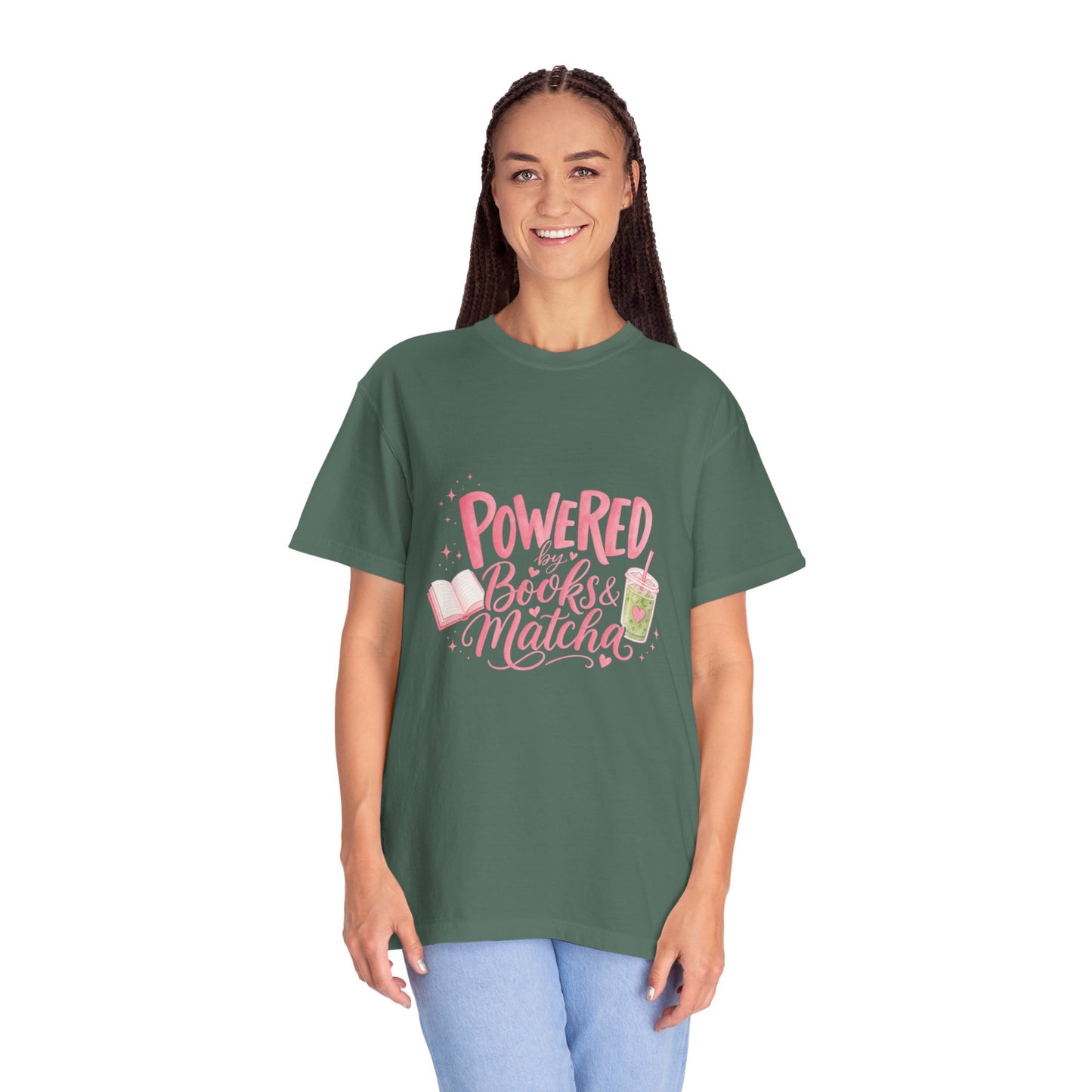 "Powered by Books & Matcha" T-Shirt