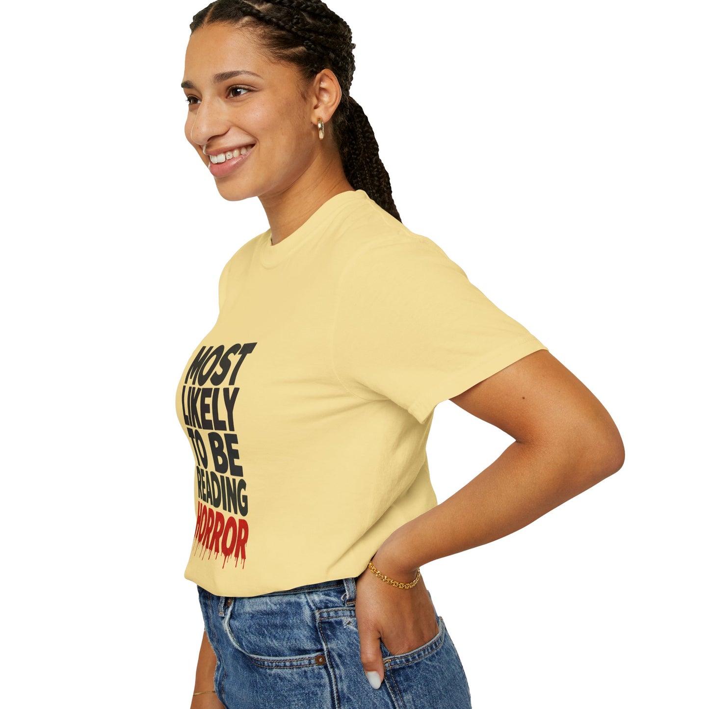 Horror Reader T-Shirt — "Most Likely to Be Reading Horror" Graphic Tee