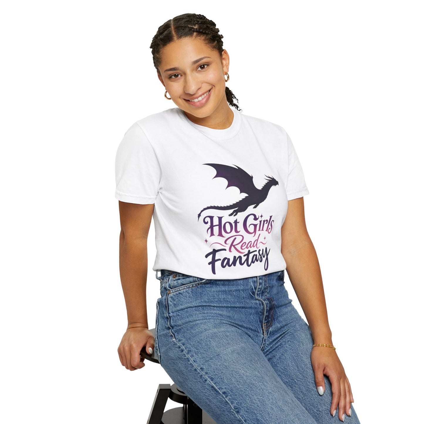 Fantasy Reader T‑Shirt — "Hot Girls Read Fantasy" Dragon Graphic