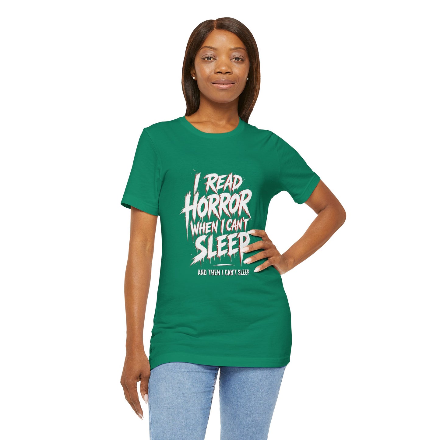 Airlume Cotton - Horror Reader Tee — "I Read Horror When I Can’t Sleep" Graphic T-Shirt