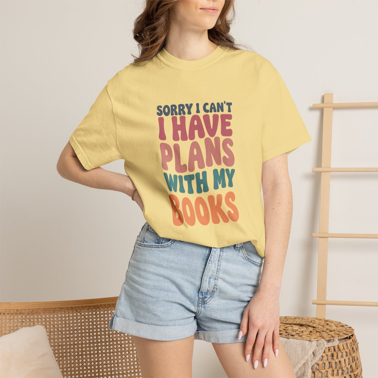 Book Lover T-Shirt — "Sorry I Can't, I Have Plans With My Books" Graphic Tee