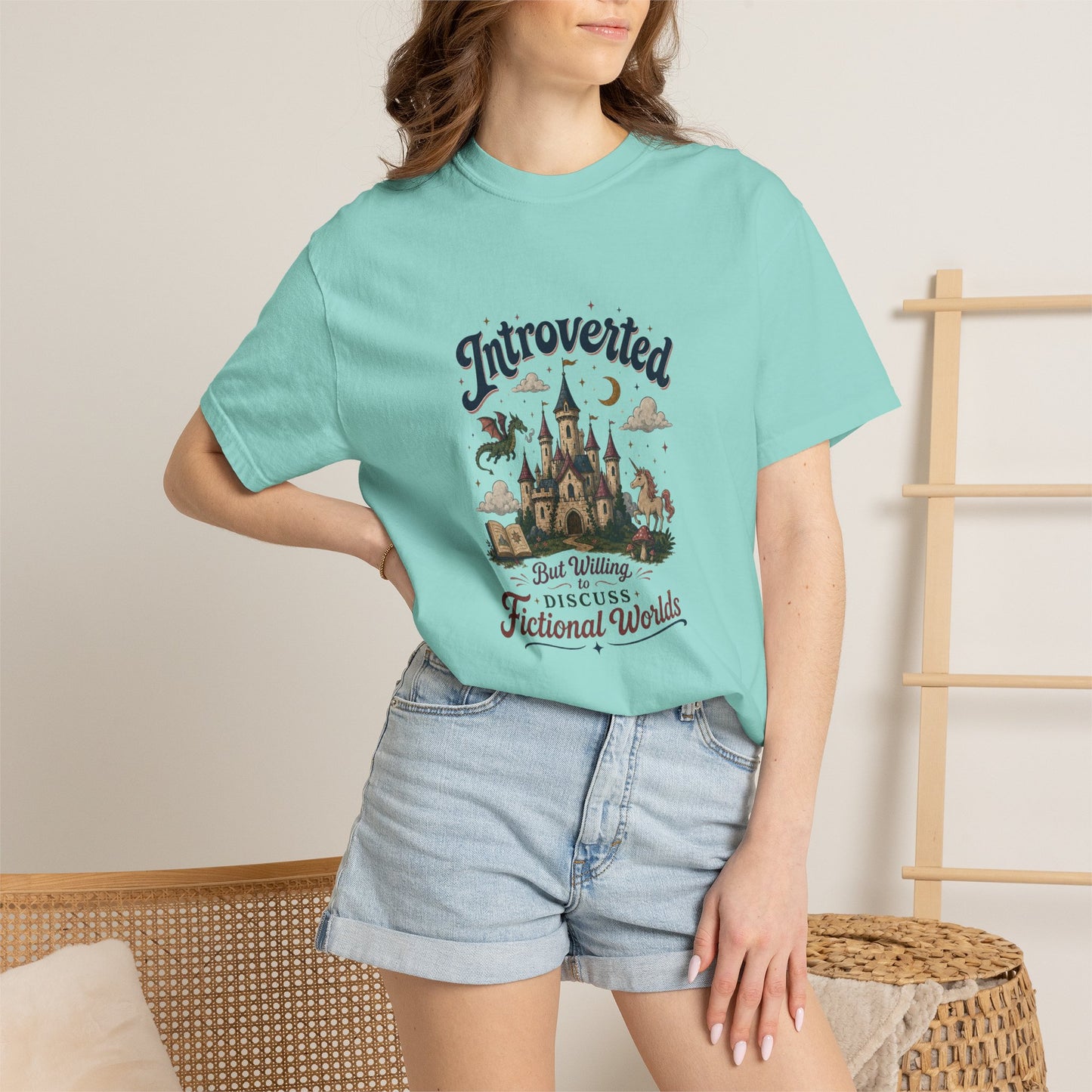 "Introverted But Willingly Discuss Fictional Worlds" Fantasy Lovers T-Shirt